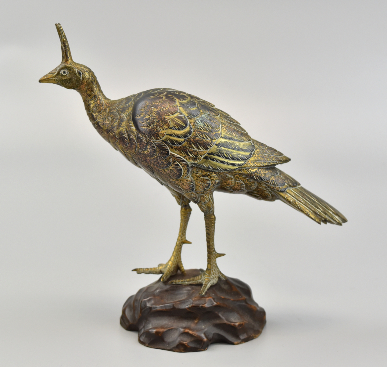ASIAN GILT BRONZE PEACOCK Middle Eastern