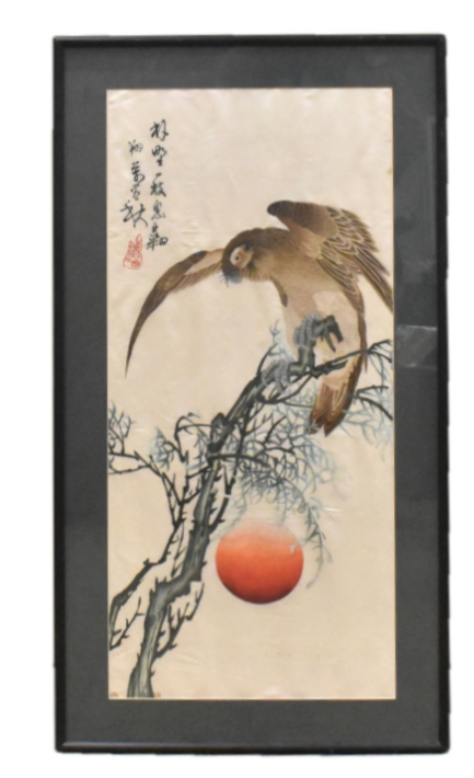 FRAMED CHINESE EMBROIDERY OF EAGLE 339c23