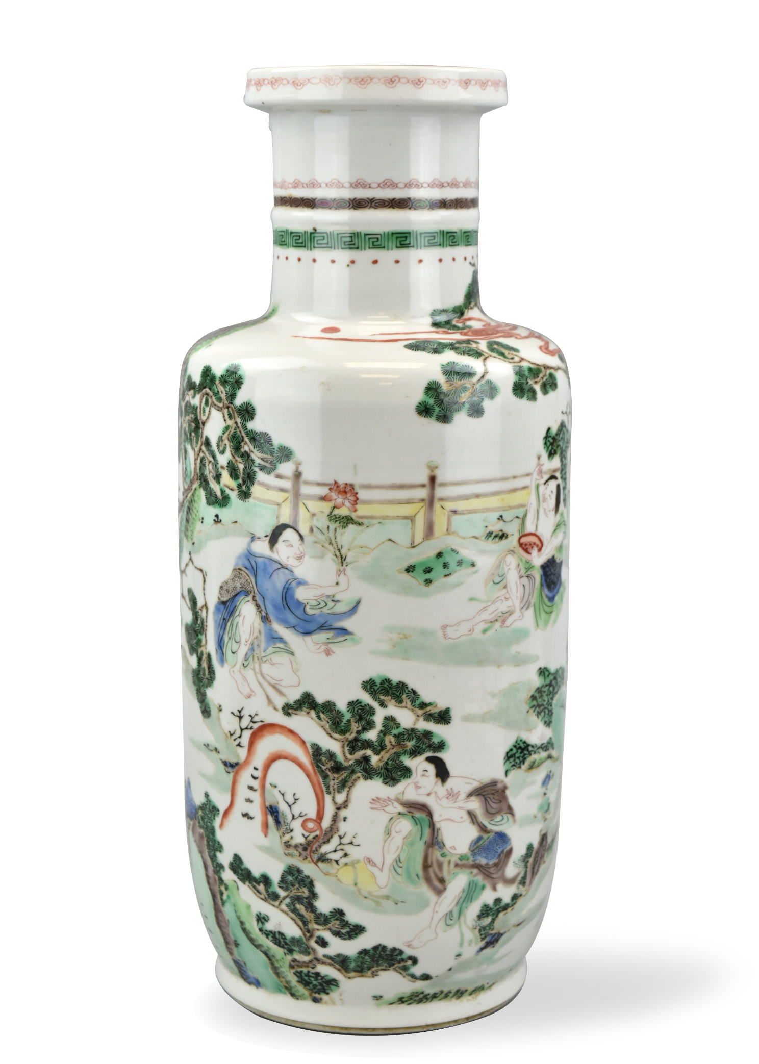 CHINESE FAMILLE VERTE ROULEAU VASE