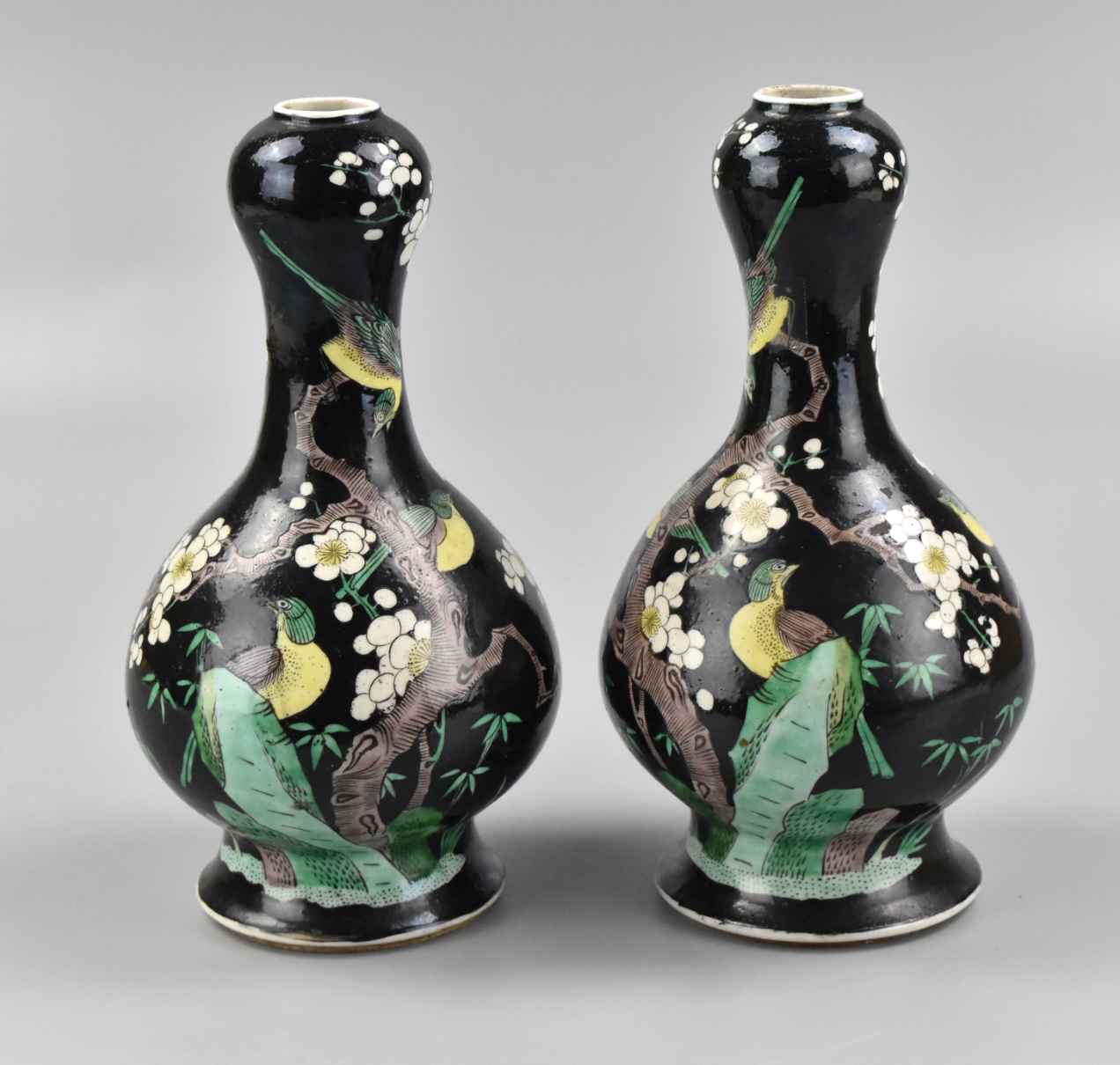 PAIR OF CHINESE SANCAI GLAZED VASES,