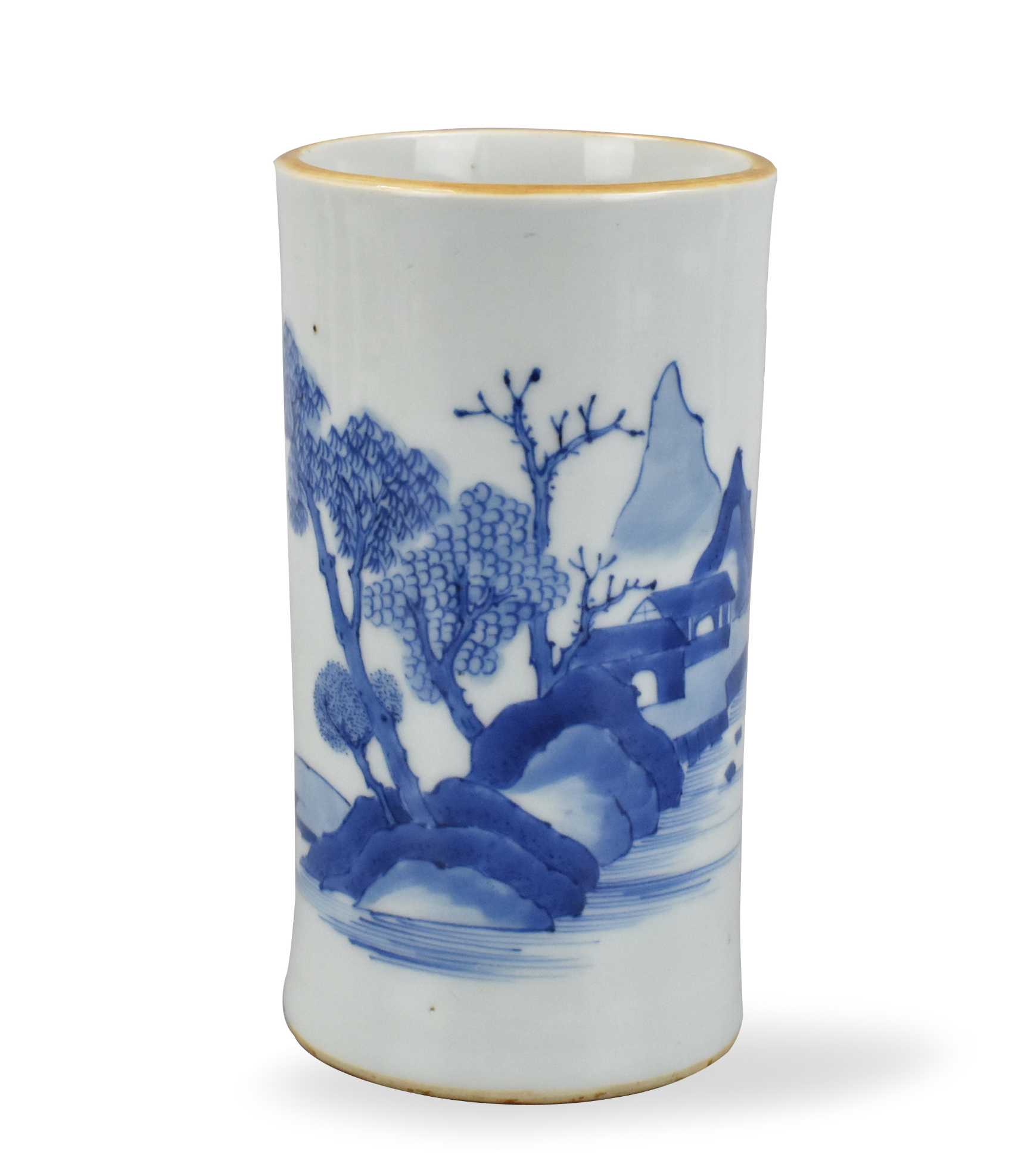 CHINESE BLUE & WHITE BRUSHPOT W/