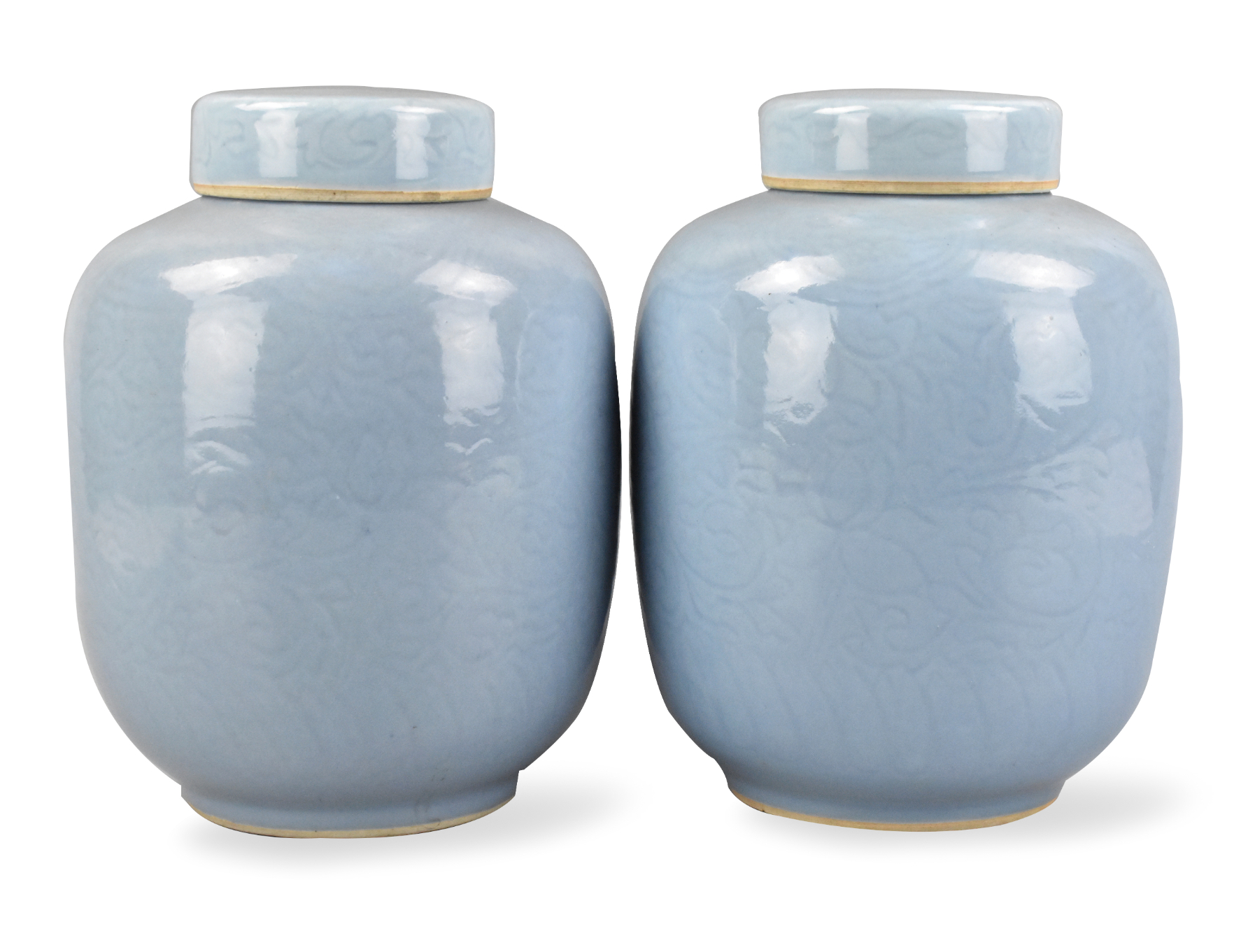 PAIR OF CHINESE BLUE GLAZED COVERED 339d4c