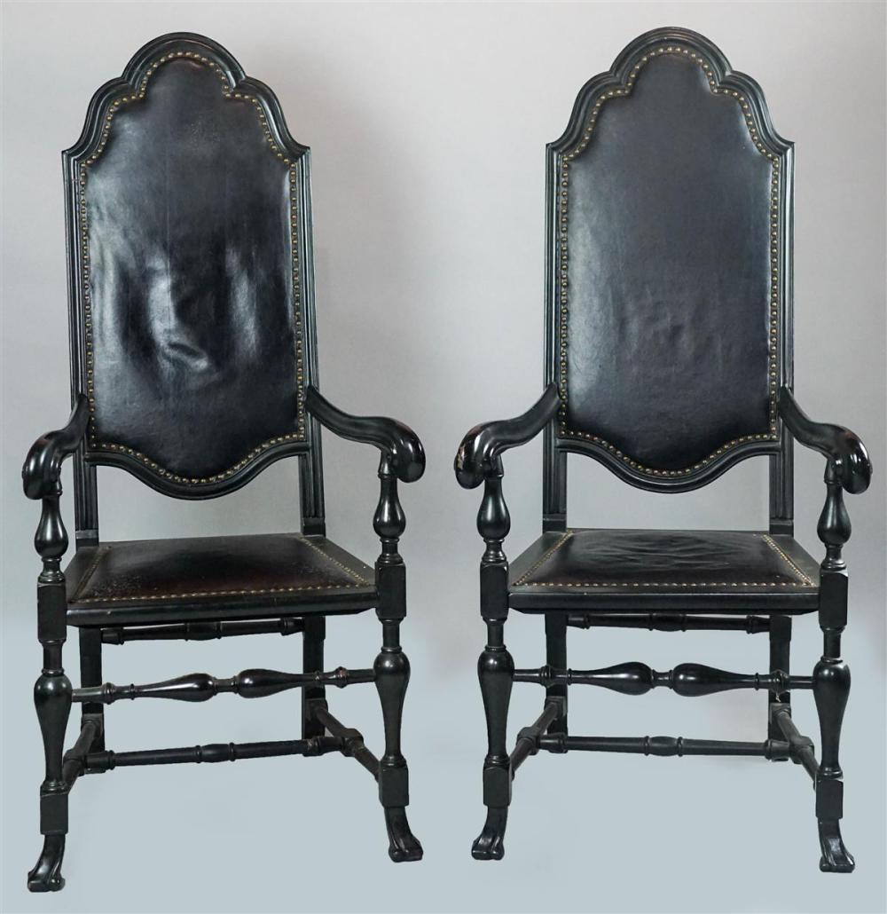 PAIR OF BAROQUE STYLE BLACK PAINTED