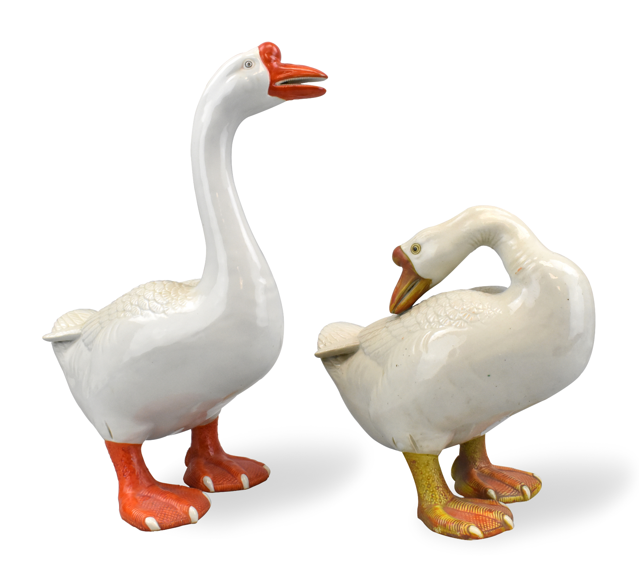 2 LARGE CHINESE WHITE GLAZED GOOSE 339d70