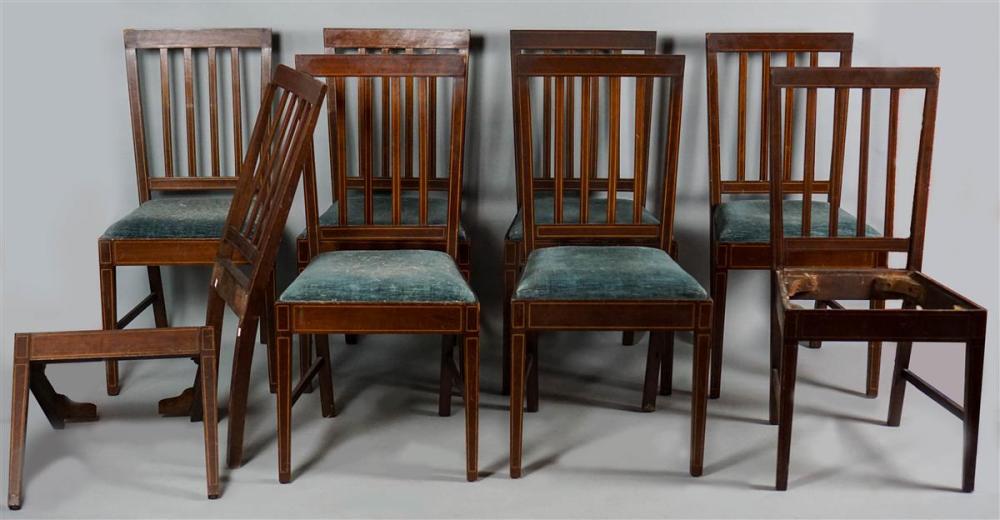 SET OF EIGHT EDWARDIAN INLAID MAHOGANY