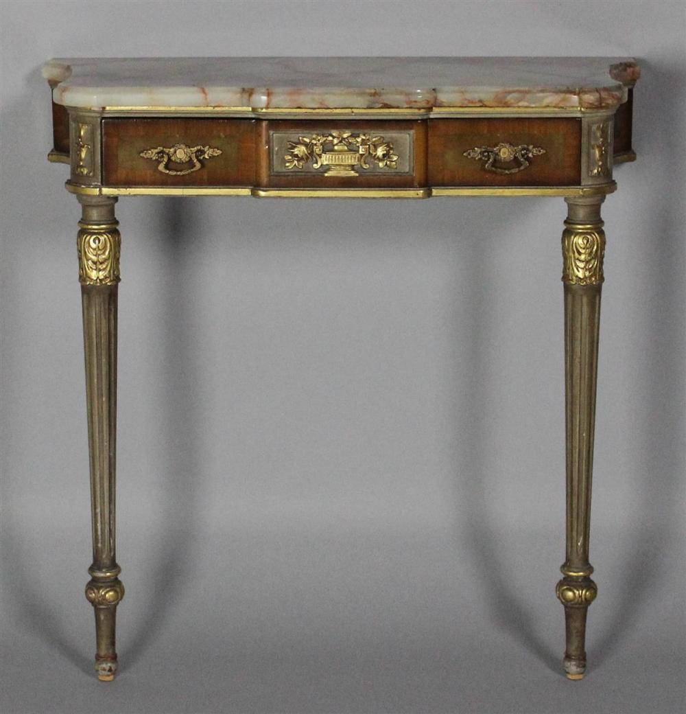 LOUIS XVI STYLE PAINTED AND PARCEL-GILT