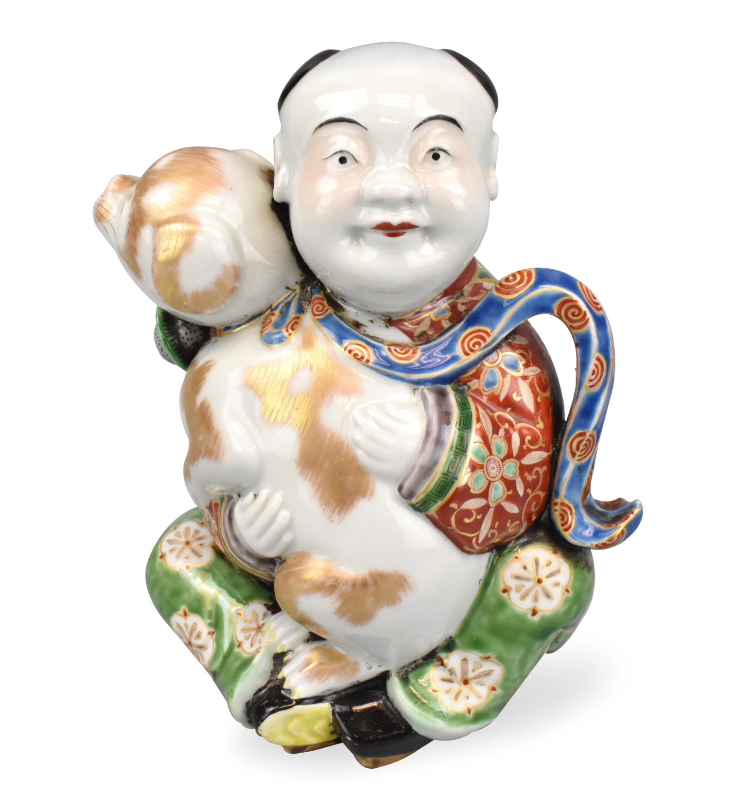 JAPANESE PORCELAIN FIGURE BOY HOLDING