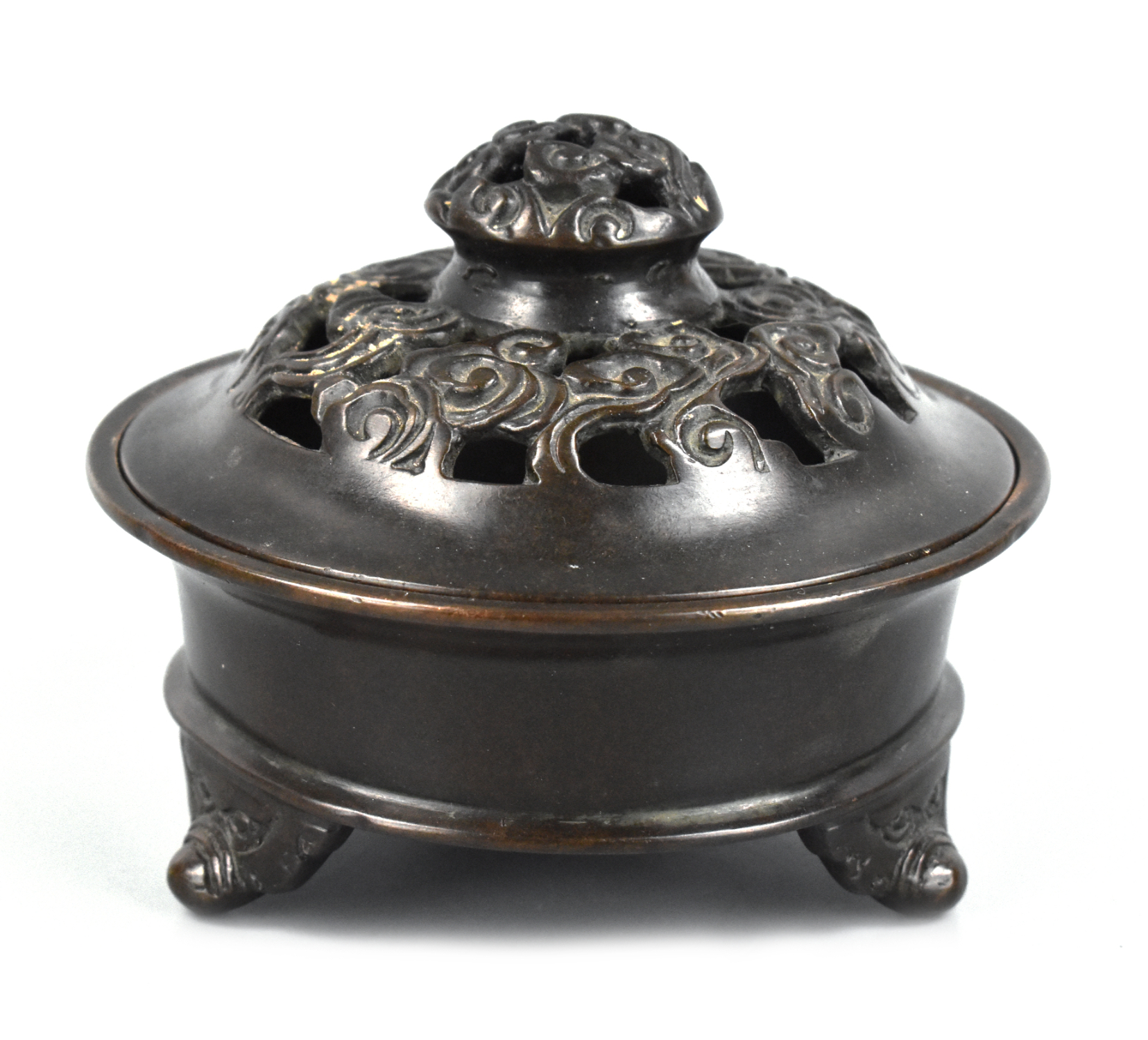 CHINESE TRIPOD BRONZE INCENSE BURNER,