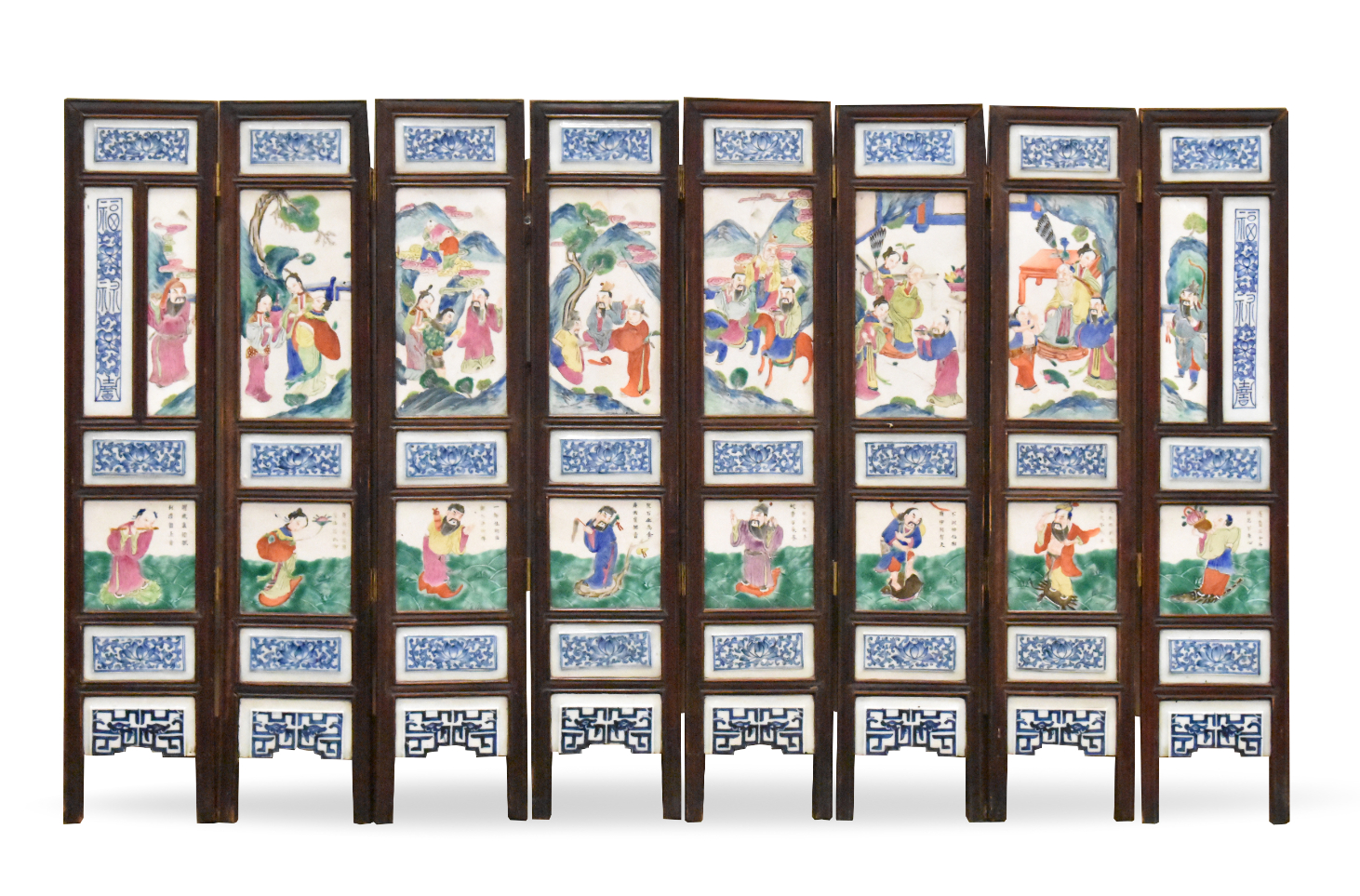 SET OF 8 CHINESE FAMILLE ROSE PANELS,