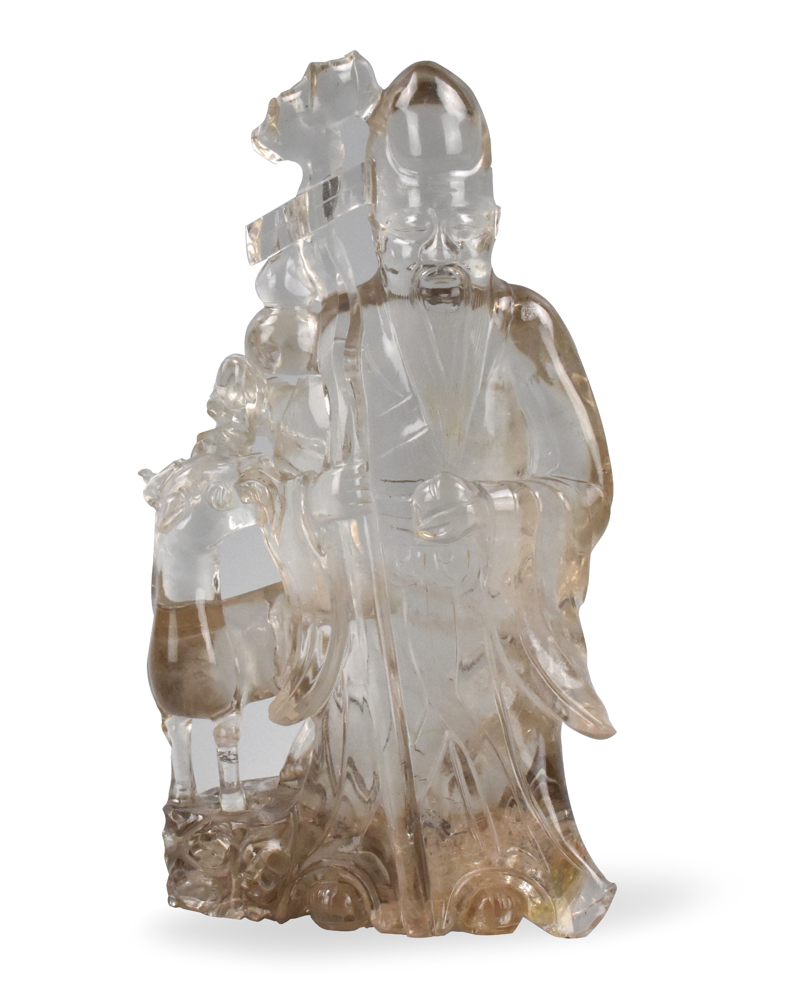 CHINESE ROCK CRYSTAL CARVED "SHOU"FIGURE,