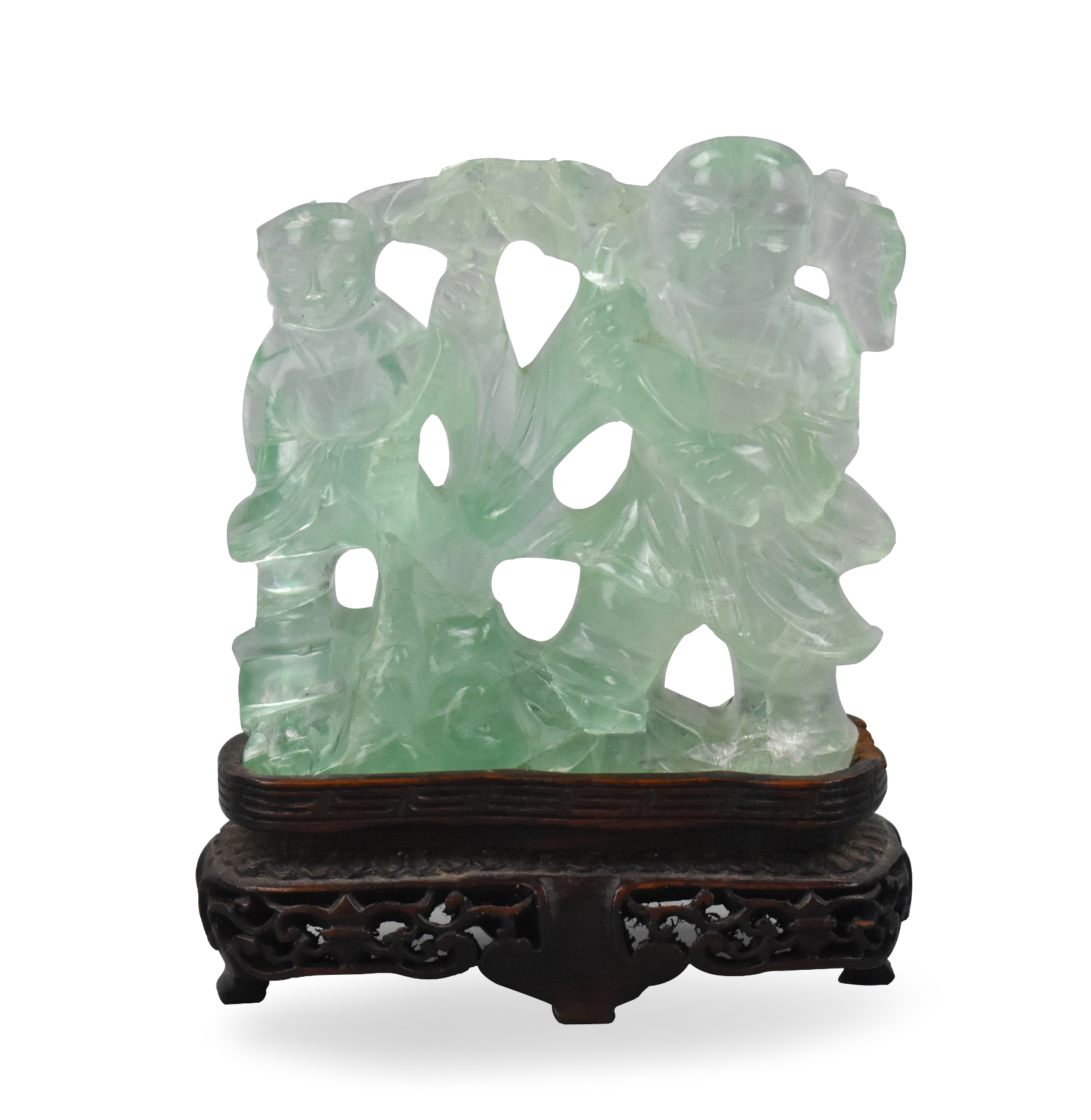 CHINESE FLUORITE CARVED HEHE FIGURES  339e73