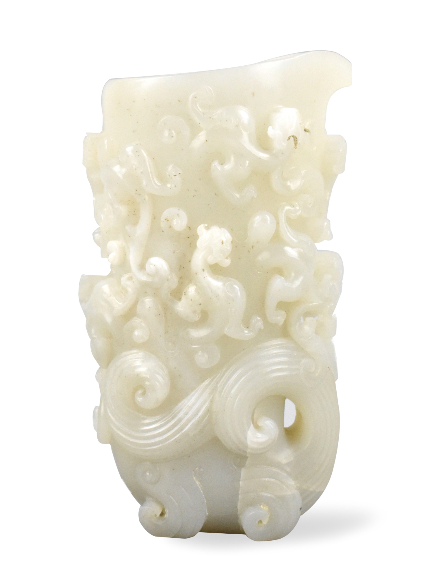 CHINESE ARCHAISTIC WHITE JADE CARVING 339e82
