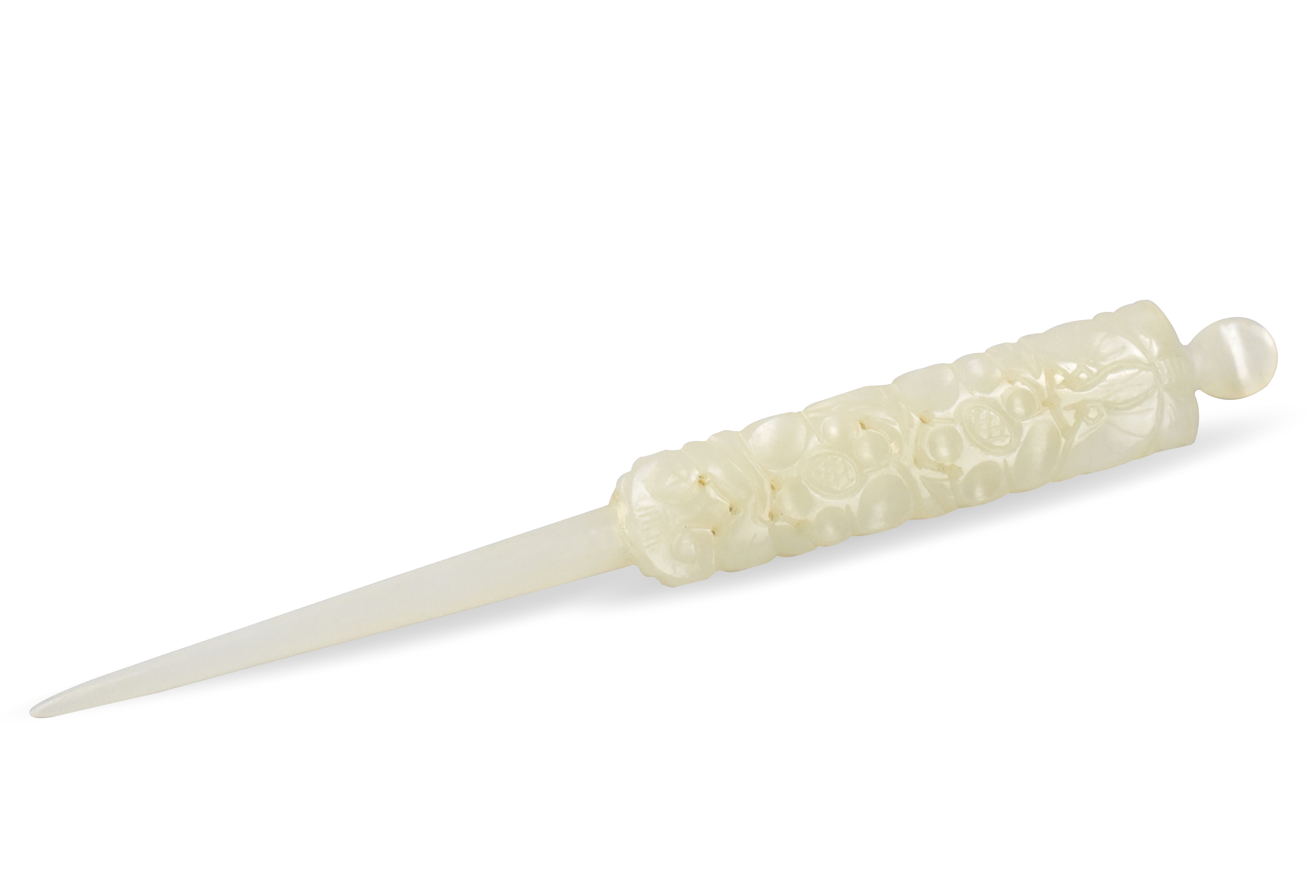 CHINESE WHITE JADE CARVED HAIRPIN QING 339e81