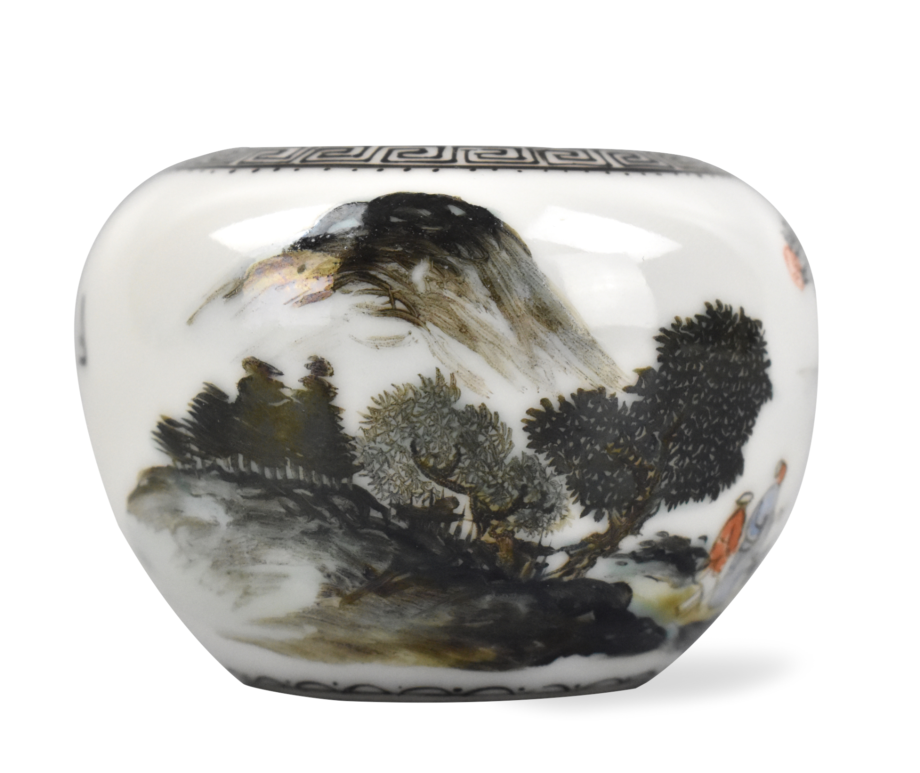 CHINESE ENAMELED WATERPOT W/ LANDSCAPE,