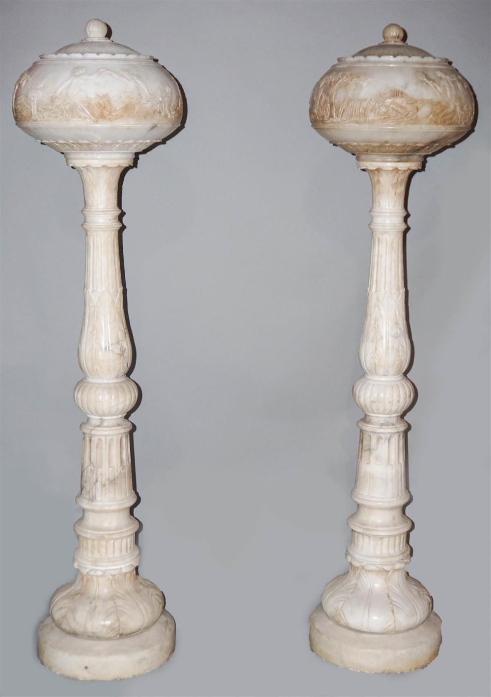 PAIR OF MONUMENTAL CARVED STANDING 339f4e