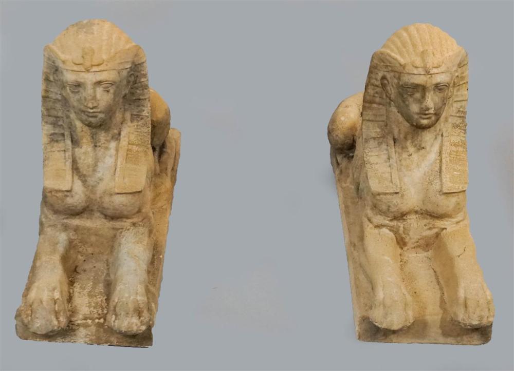 PAIR OF ANTIQUE TERRACOTTA SPHINXESPAIR