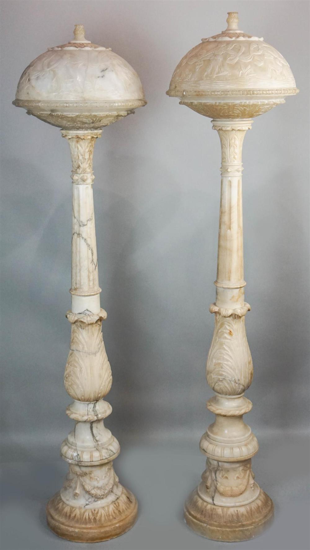 PAIR OF MONUMENTAL STANDING ALABASTER 339f51