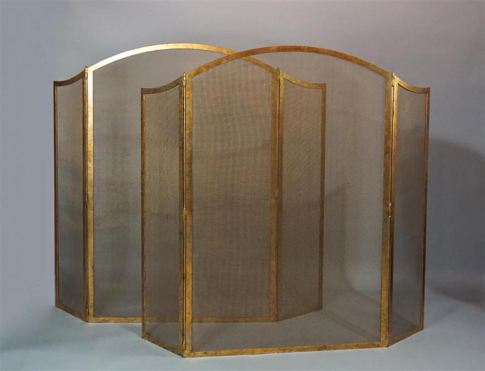 PAIR OF GOLD MESH TRIPARTITE FIREPLACE