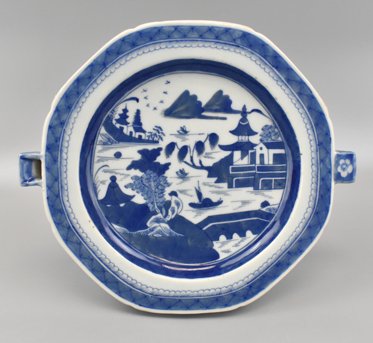 CHINESE BLUE & WHITE WARMER W/