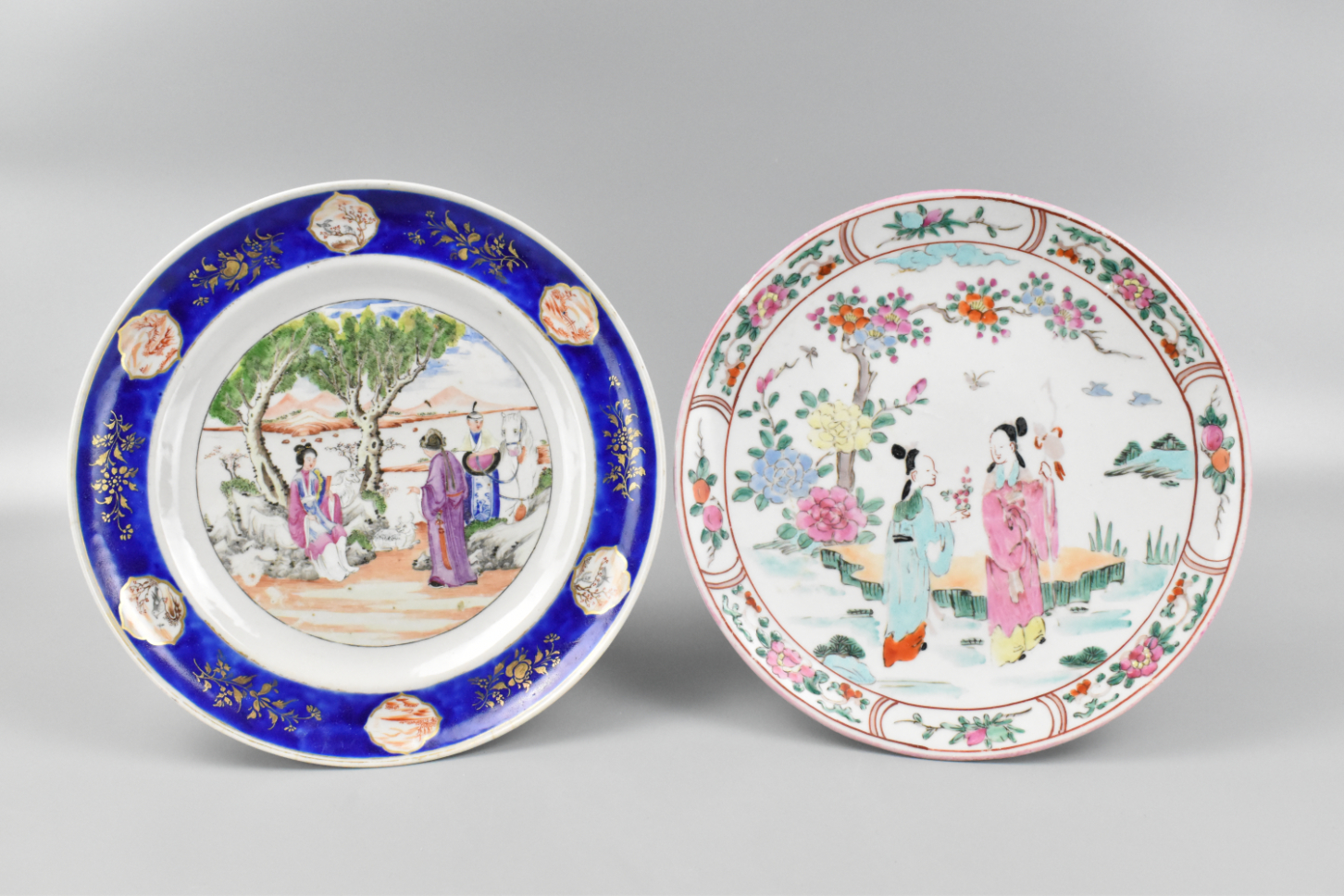 2 CHINESE EXPORT FAMILLE ROSE PLATES 19 20TH 339fa2