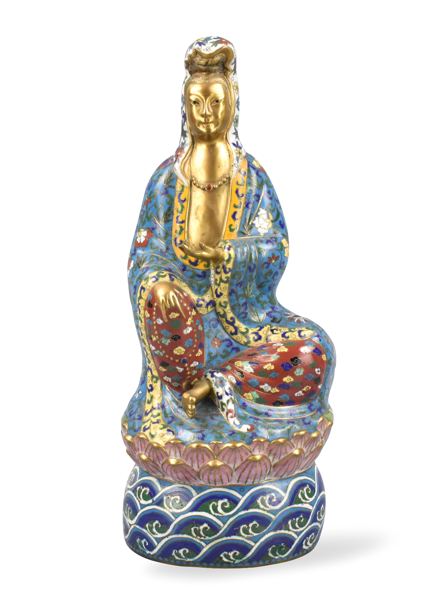 CHINESE CLOSSIONNE GUANYIN ON LOTUS 339faf