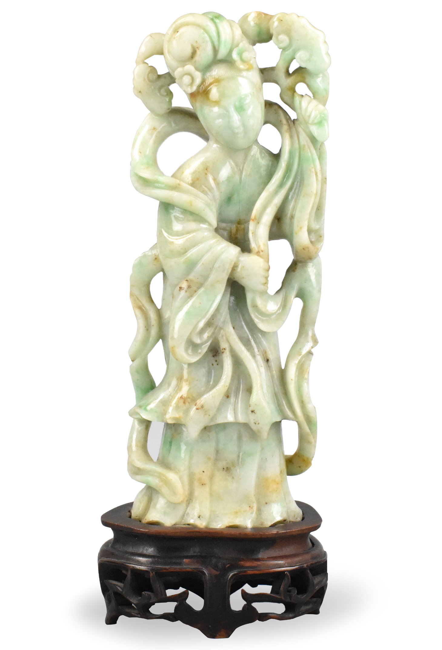 CHINESE JADEITE CARVED LADY FIGURE &