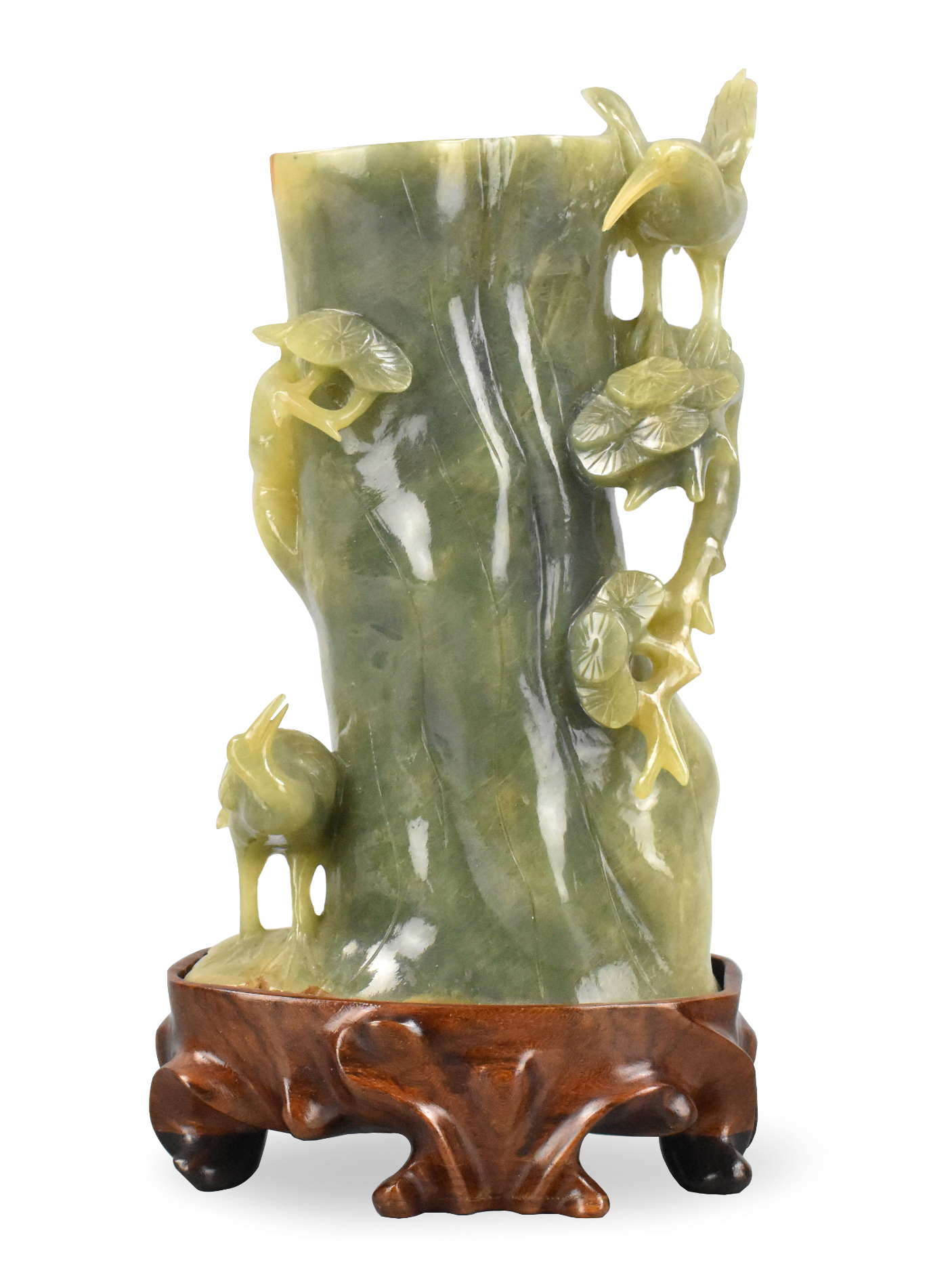 CHINESE JADEITE CARVED BAMBOO SHAPED