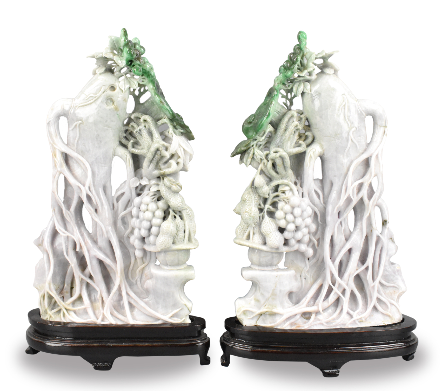 LARGE PAIR OF CHINESE JADEITE CARVED 339fbe