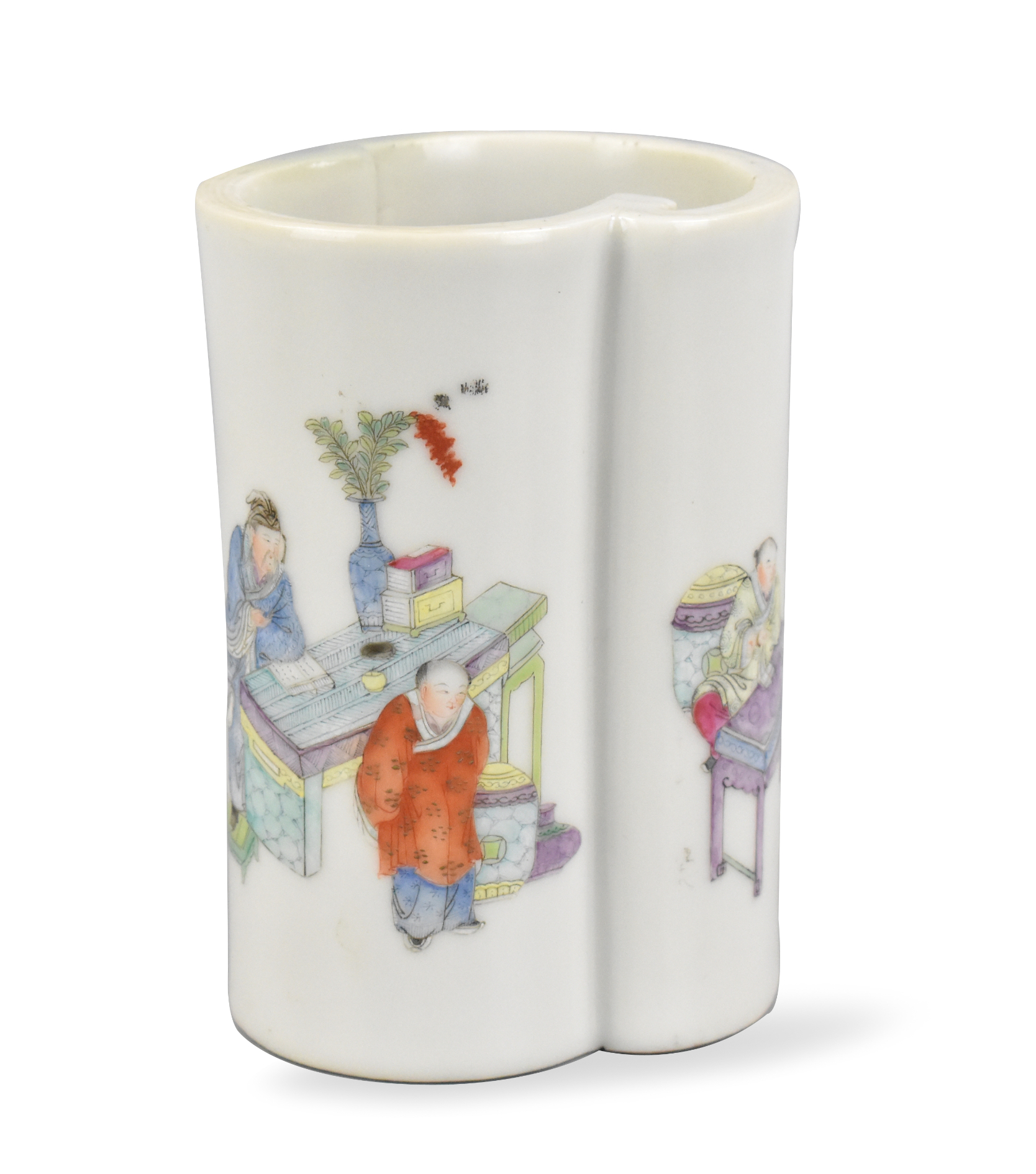 CHINESE FAMILLE ROSE BRUSHPOT W/