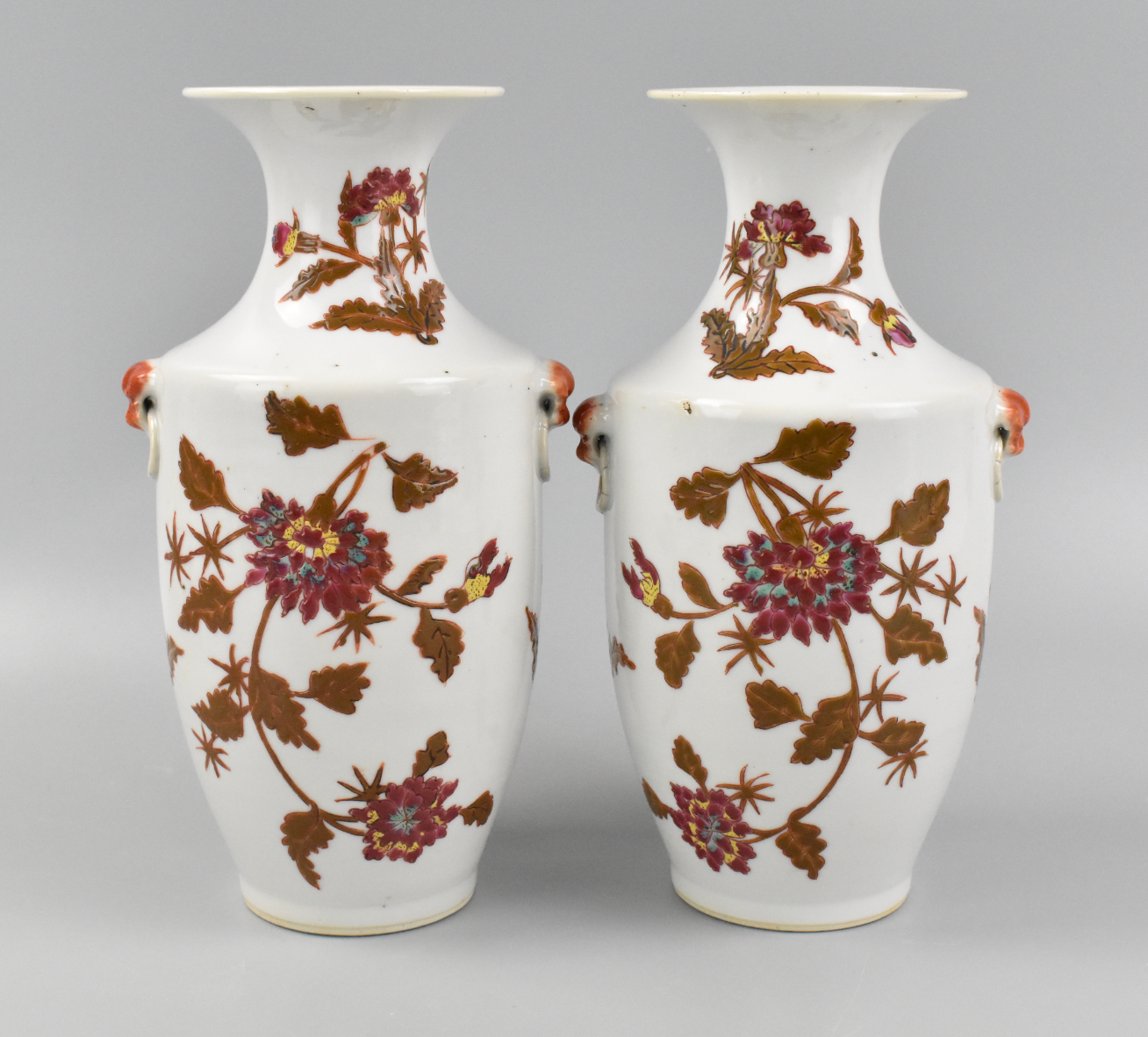 PAIR OF CHINESE ENAMELED FLORAL