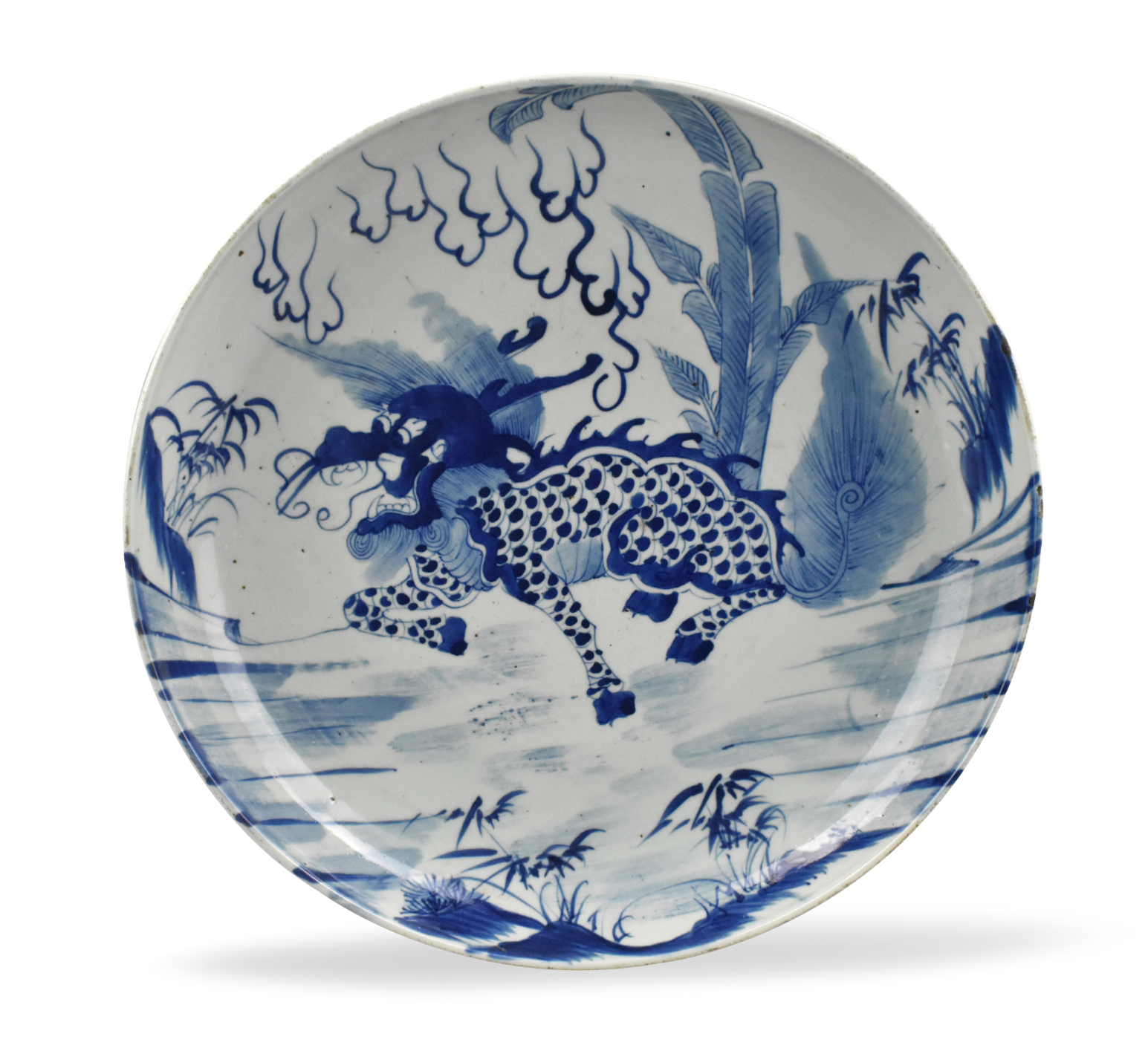 CHINESE BLUE & WHITE CHARGER W/