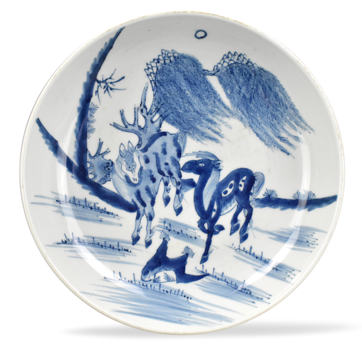 CHINESE BLUE & WHITE CHARGER W/