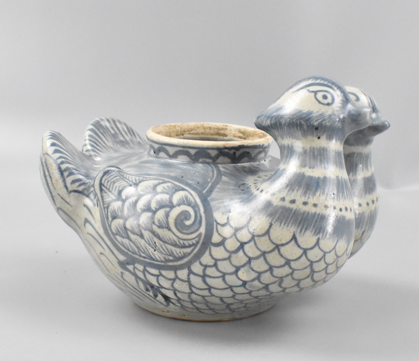 CHINESE BLUE WHITE DUCK WATERPOT 339ffb