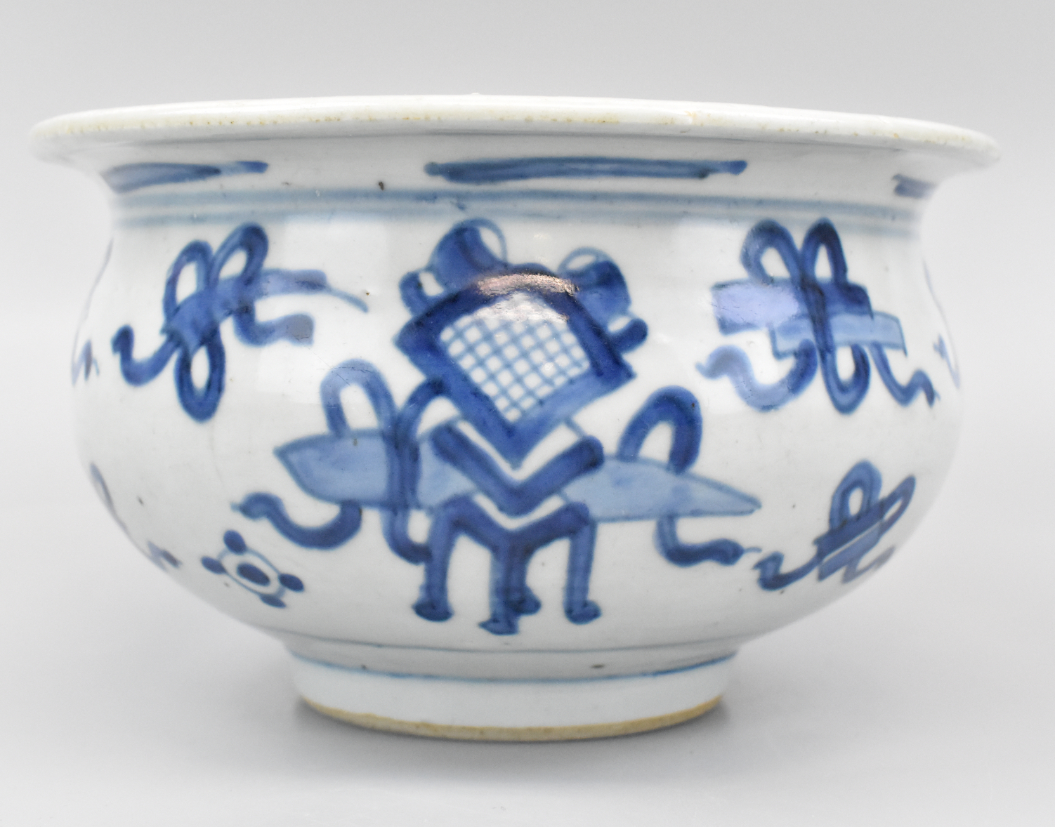 CHINESE BLUE & WHITE CENSER W/