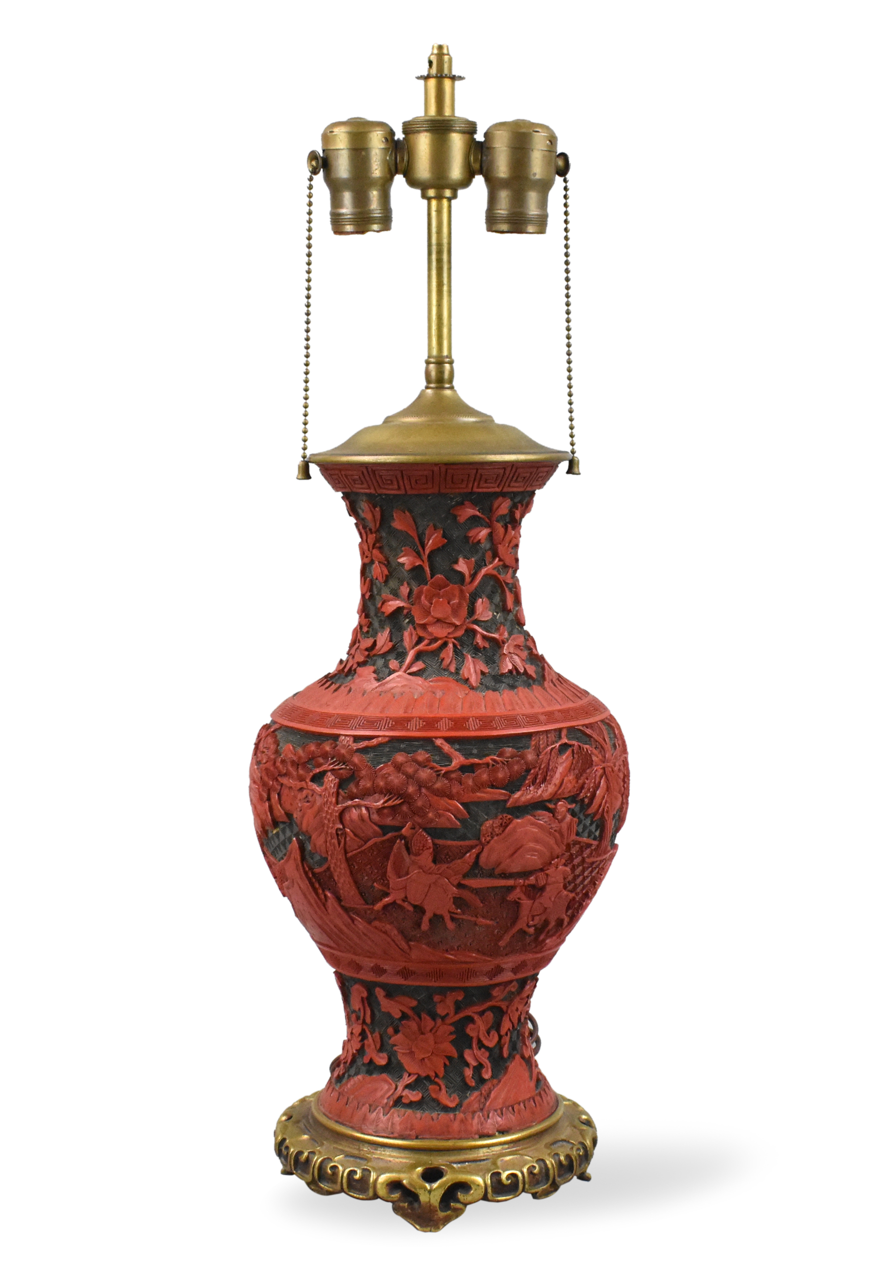 CHINESE CARVED LACQUER VASE, MAL