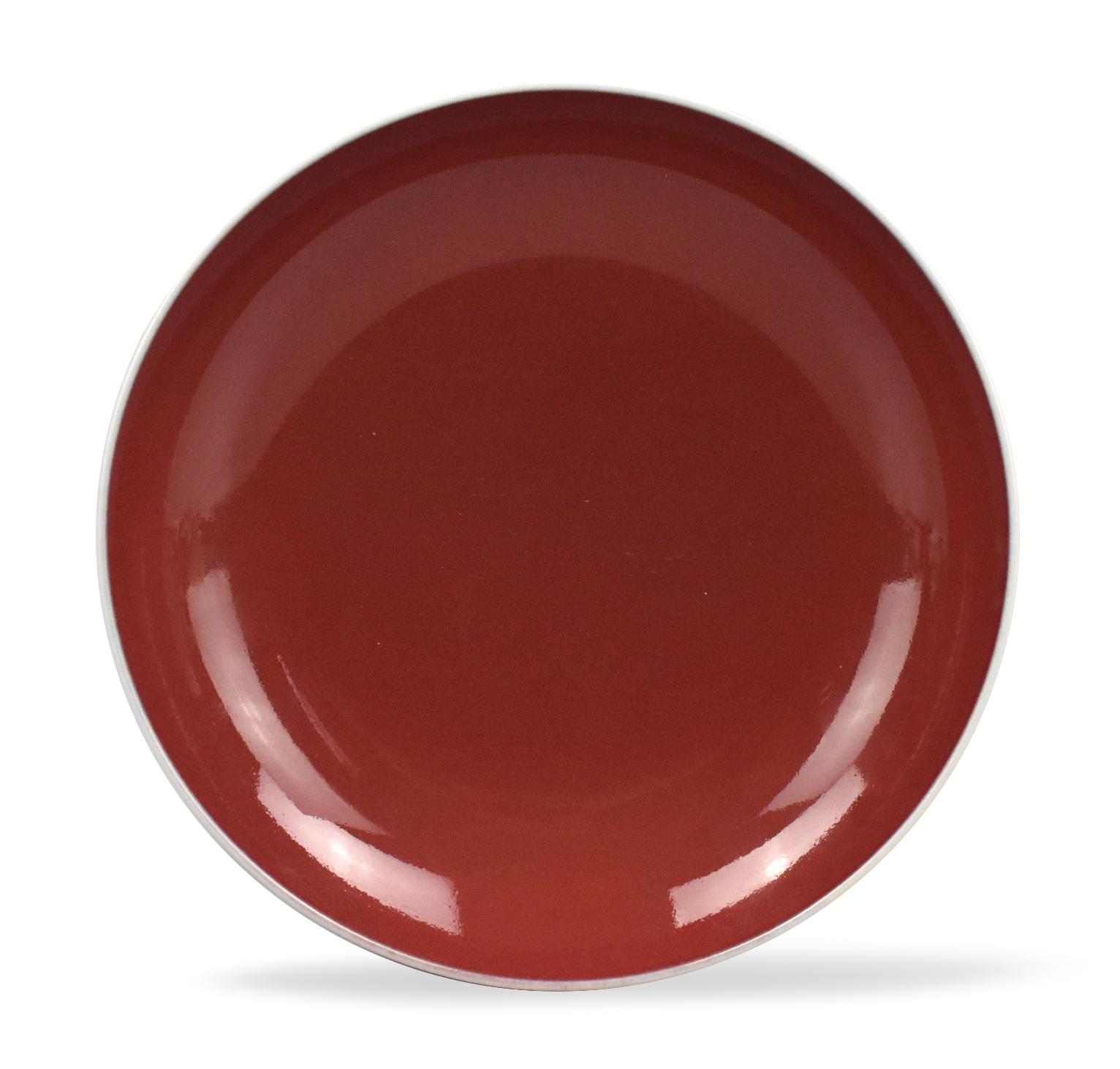 CHINESE RED GLAZE PLATE W QIANLONG 33a016