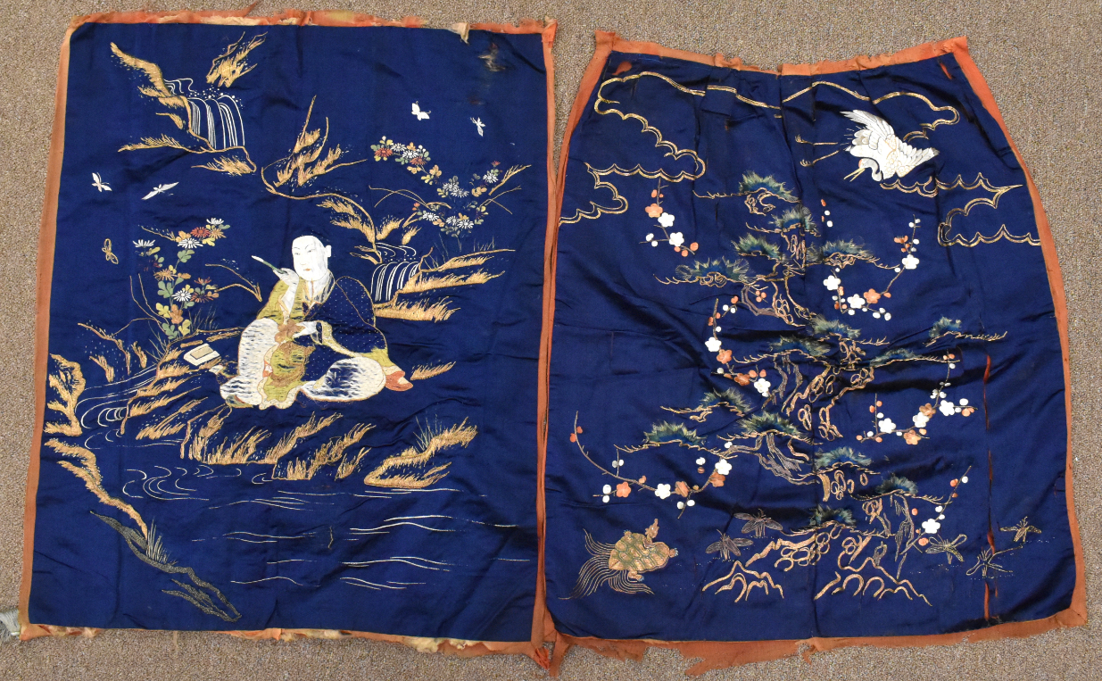 2 CHINESE EMBROIDERY SILK W FIGURE  33a00e