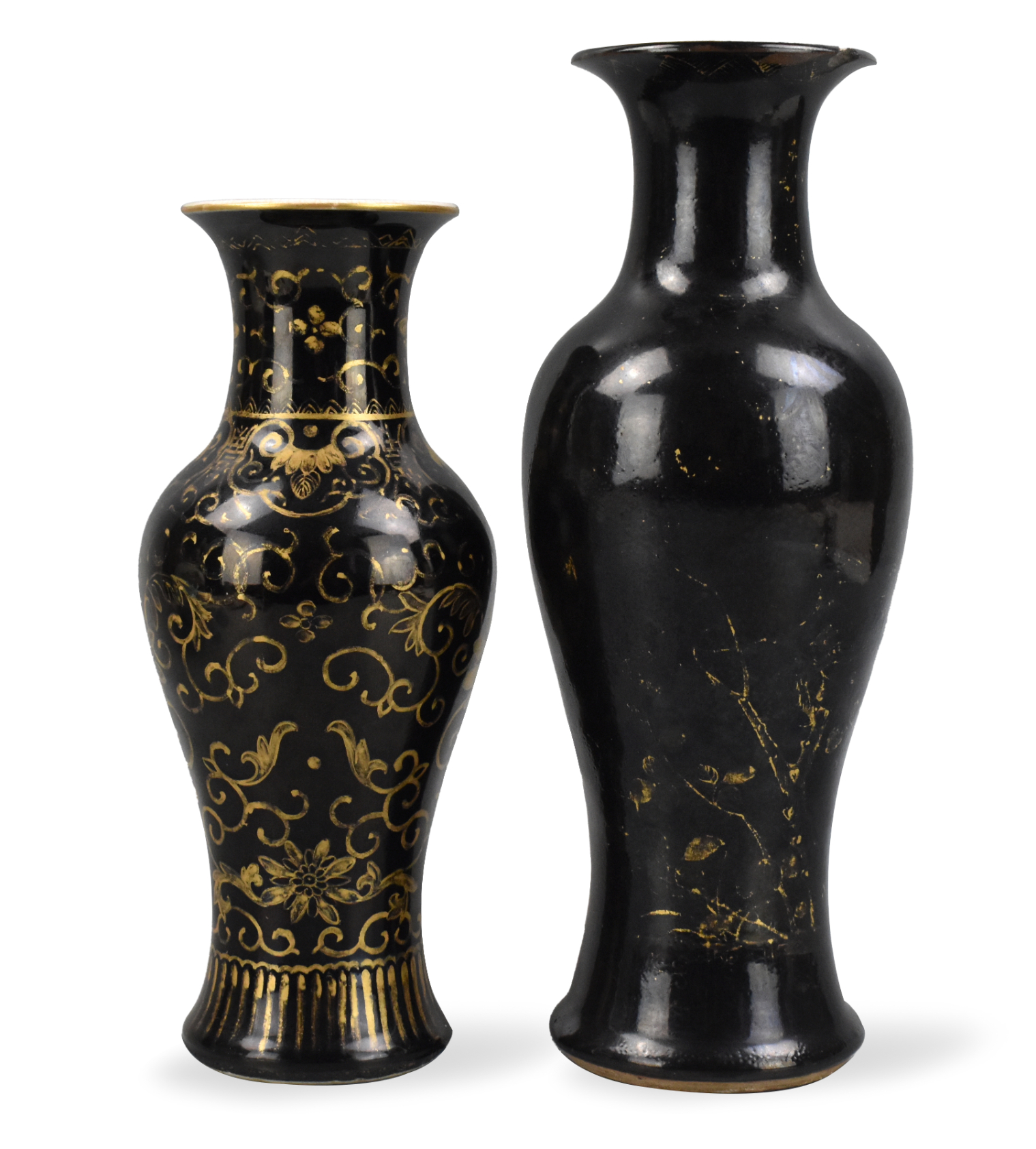 PAIR OF CHINESE GIIT BLACK GLAZED 33a01c