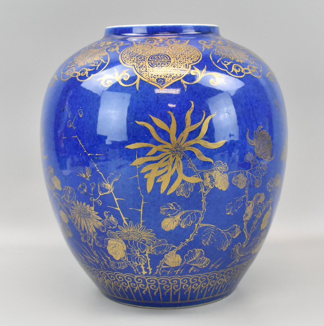 CHINESE GILT POWDER BLUE GLAZED 33a024