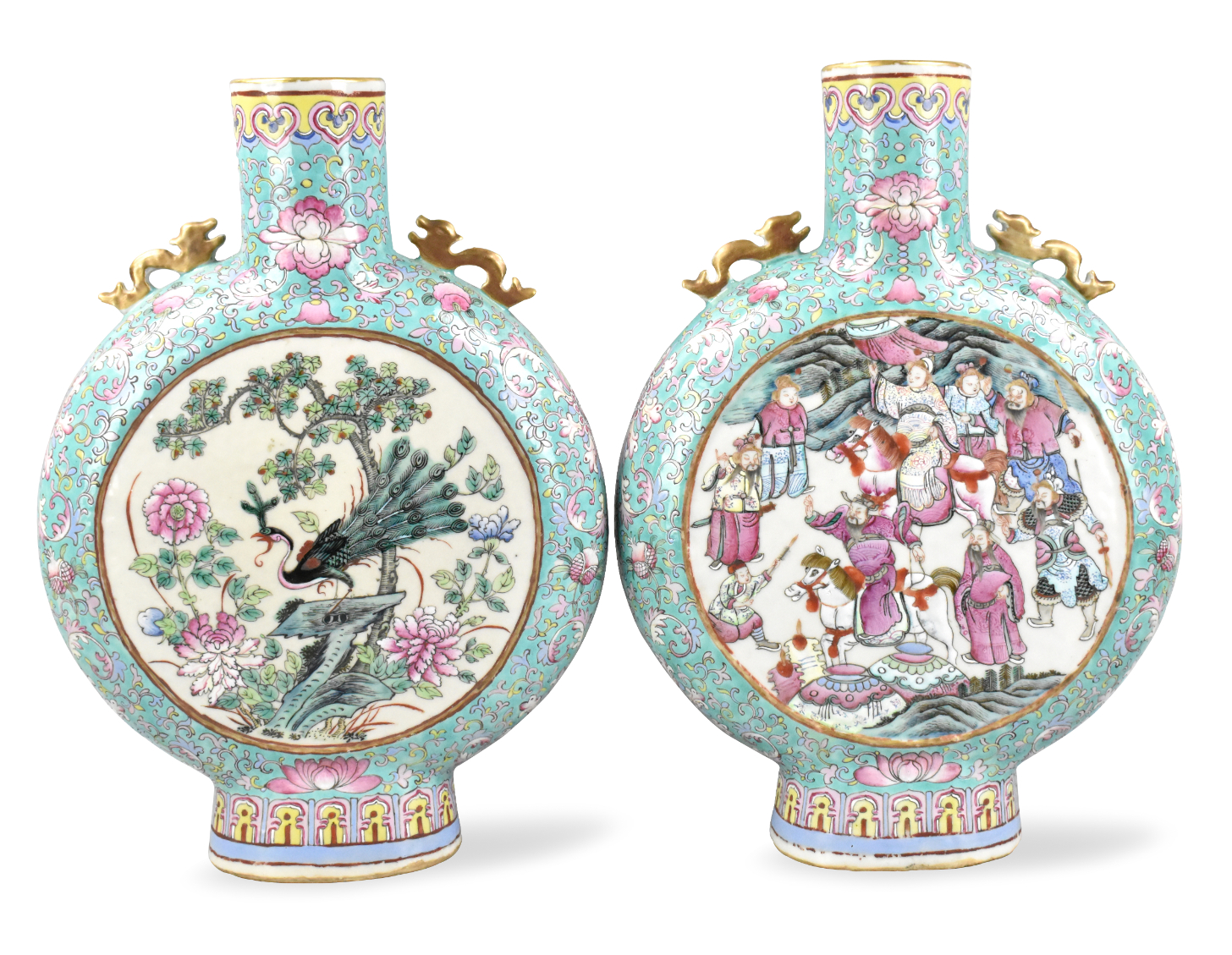 PAIR OF CHINESE FAMILLE ROSE MOONFLASK