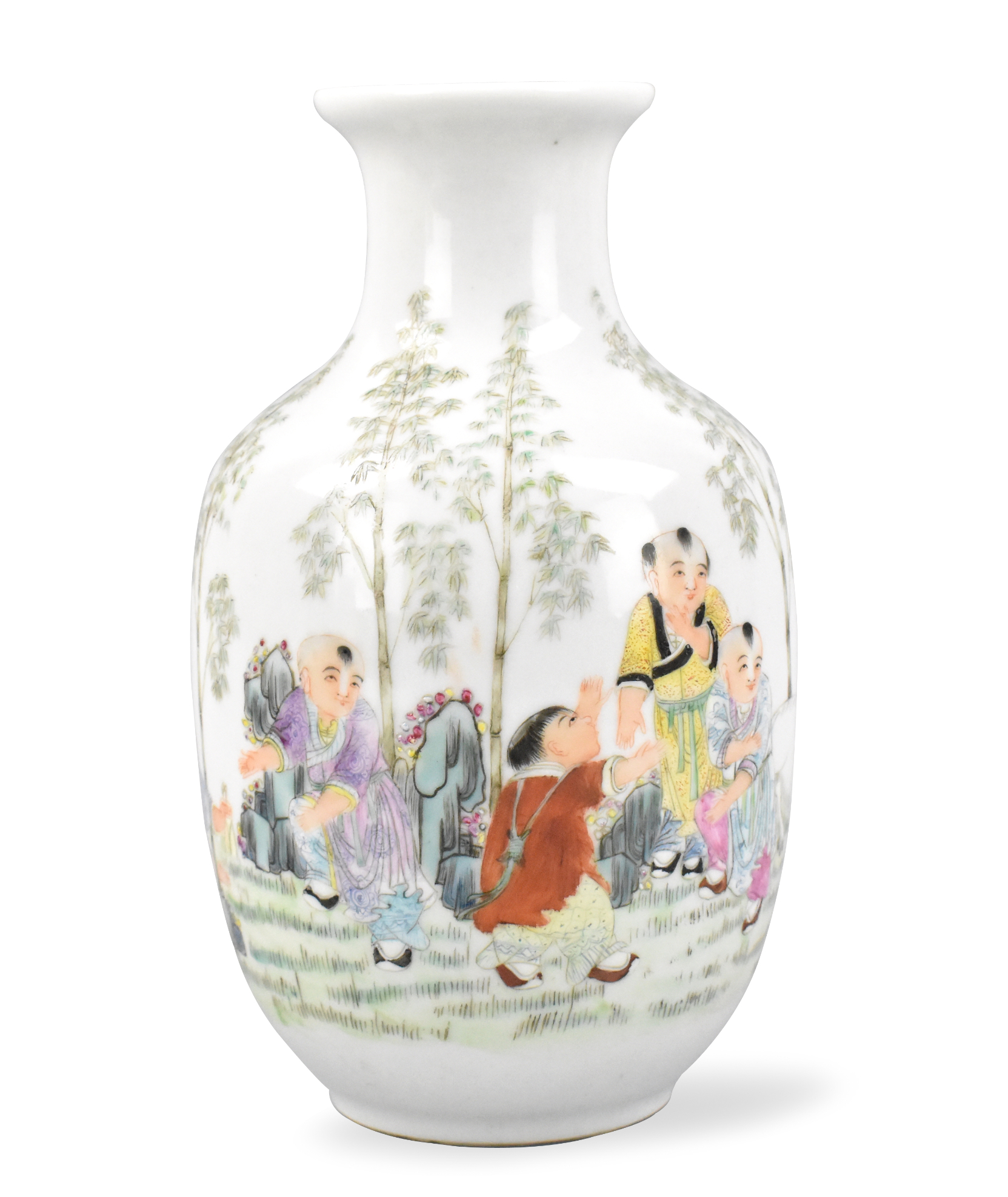 CHINESE FAMILLE ROSE VASE W CHILD 33a07e