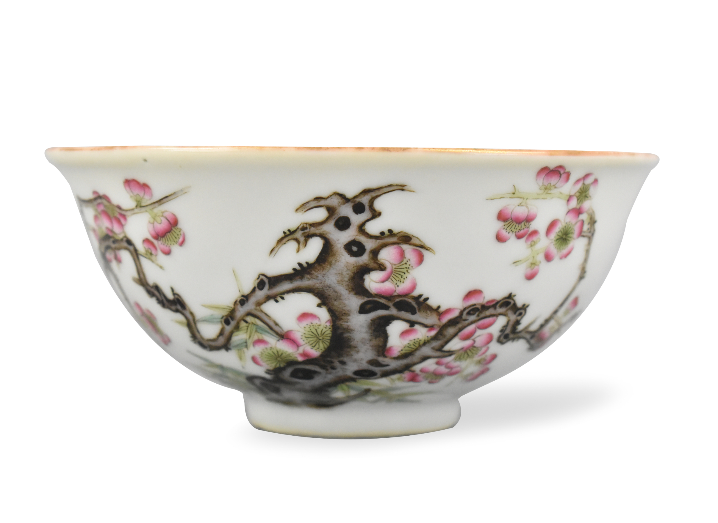 CHINESE ENAMELED BOWL W PLUM FLOWER  33a086