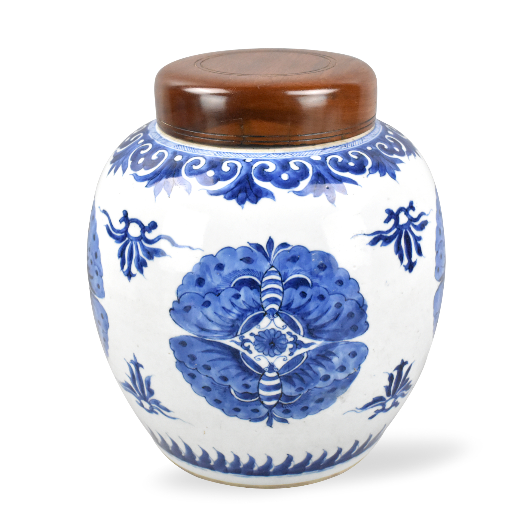 CHINESE BLUE & WHITE JAR W/ BUTTERFLY