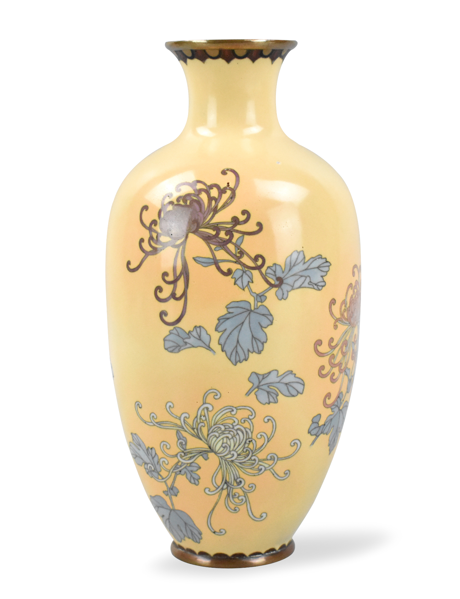 JAPANESE CLOISONNE VASE W/ FLOWER, MEIJI