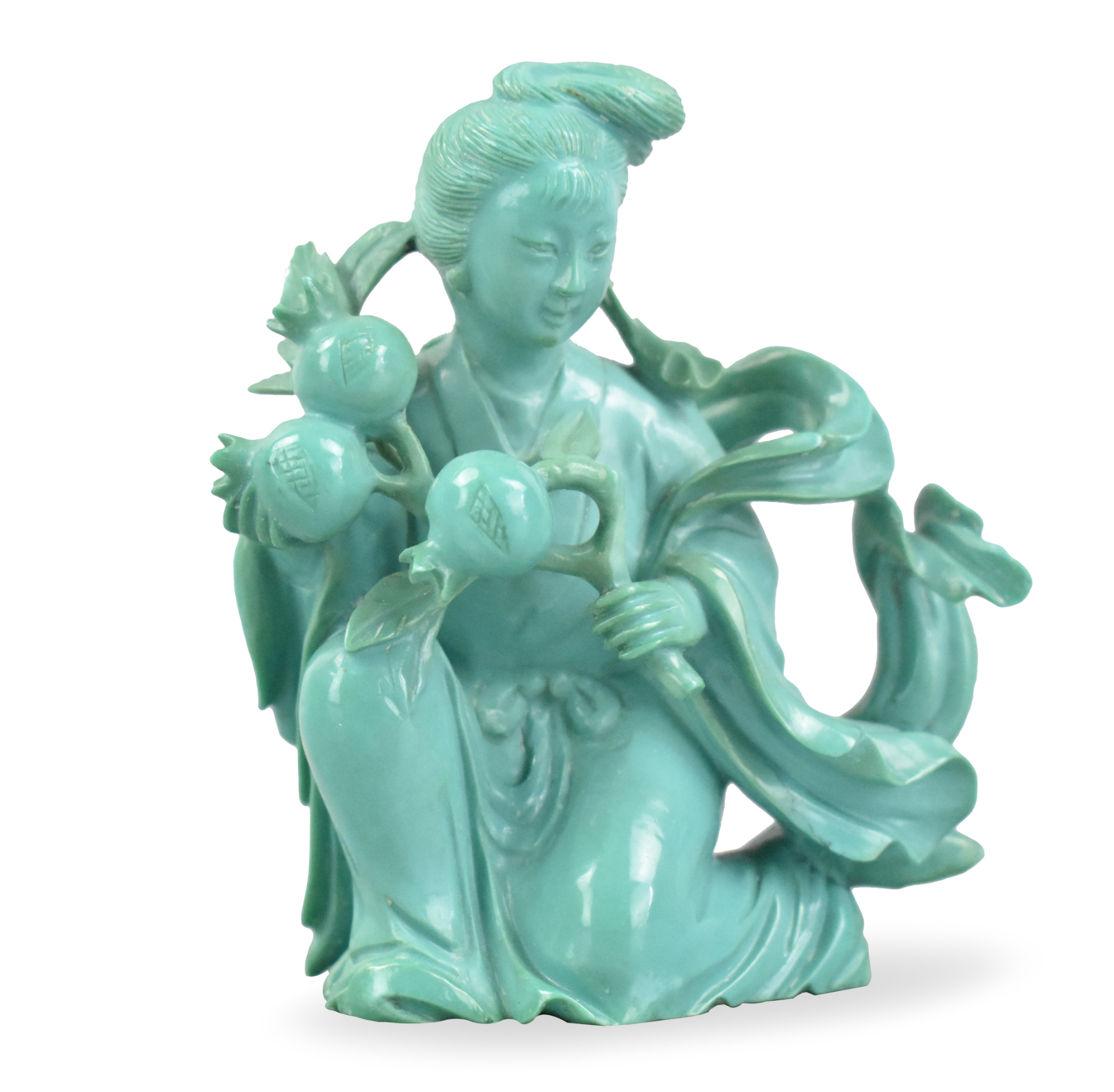 CHINESE TURQUOISE CARVED LADY FIGURE