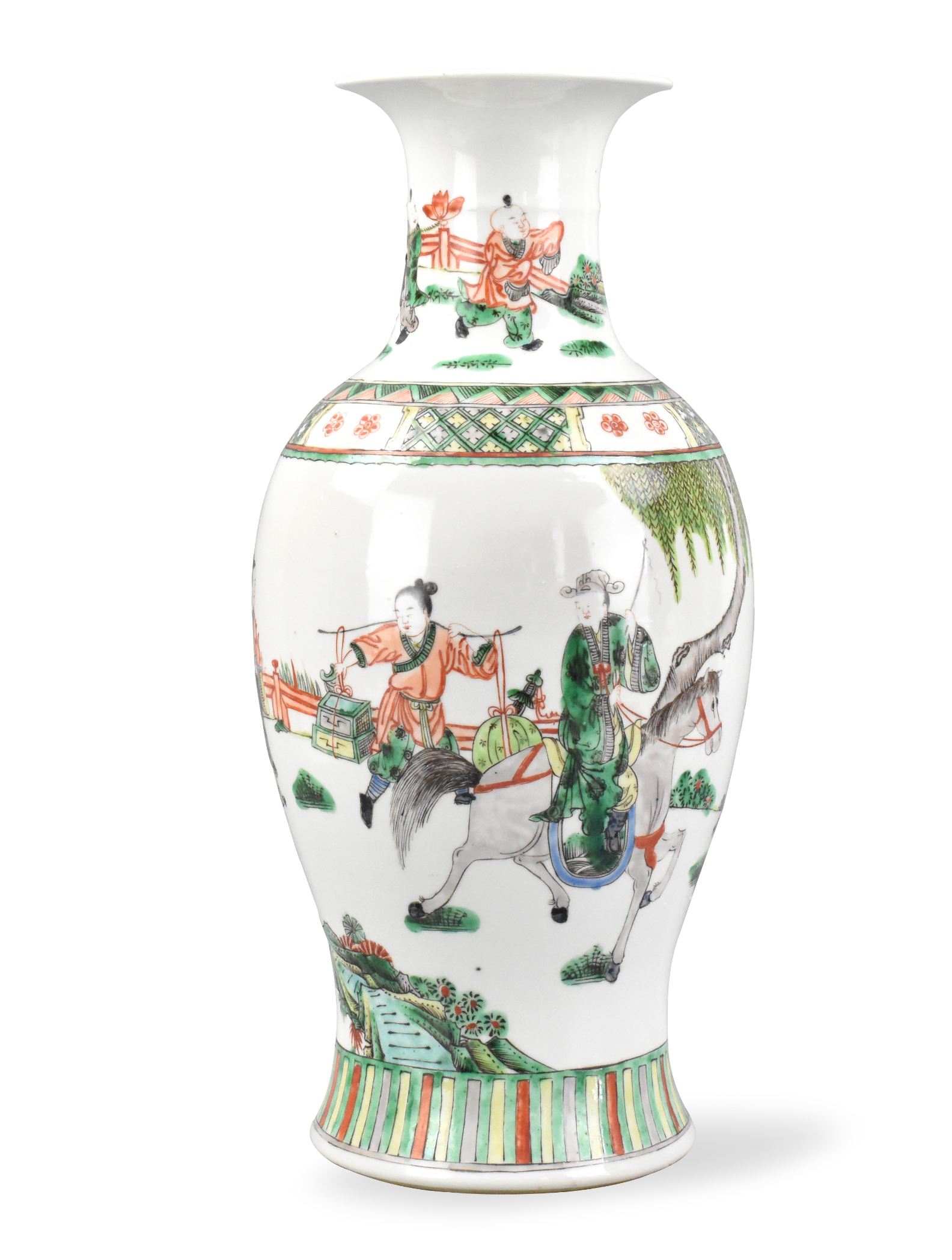 CHINESE FAMILLE VERTE VASE W FIGURES 19TH 33a0e1