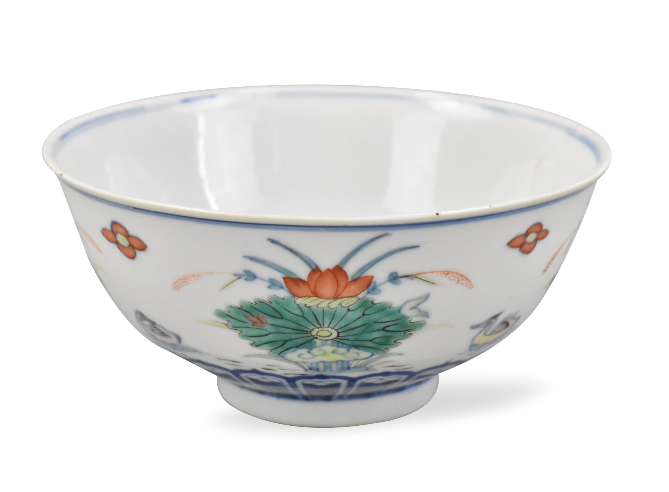 CHINESE DOUCAI GLAZED DUCK & LOTUS