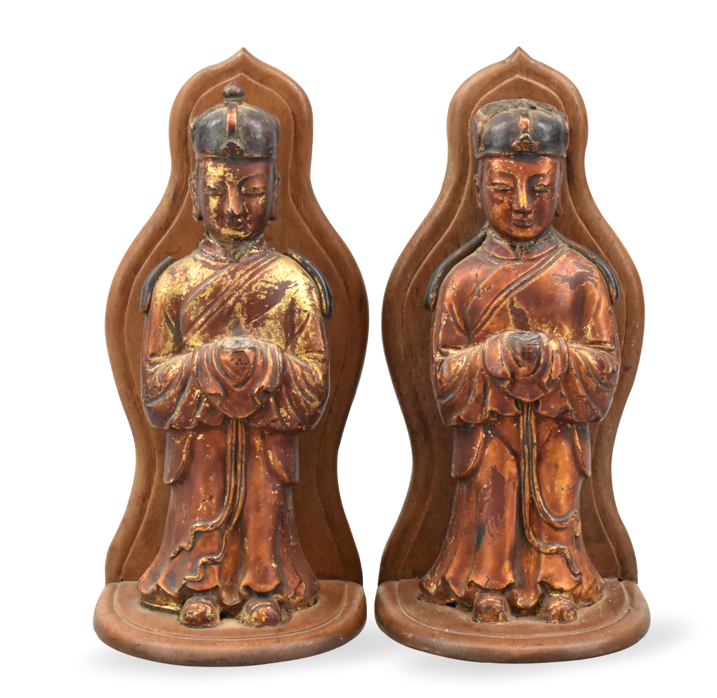 PAIR CHINESE GILT LACQUER WOOD 33a0f1