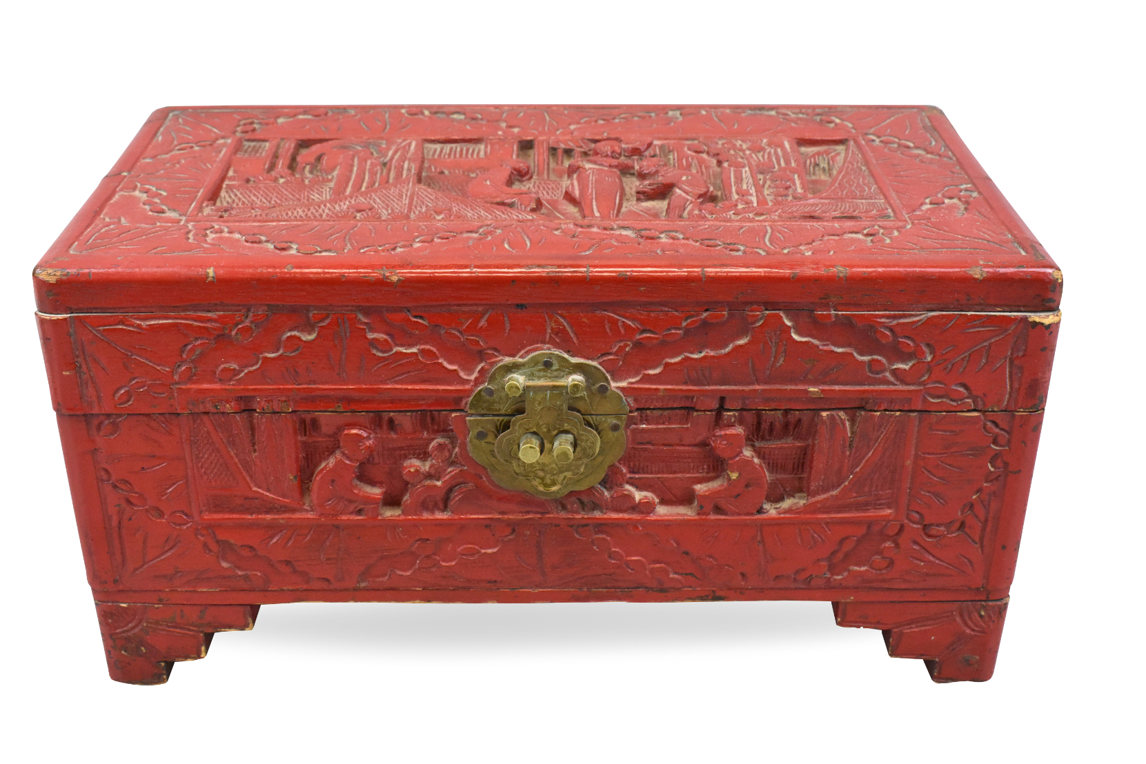 CHINESE RED CARVED LACQUER BOX 33a0f7