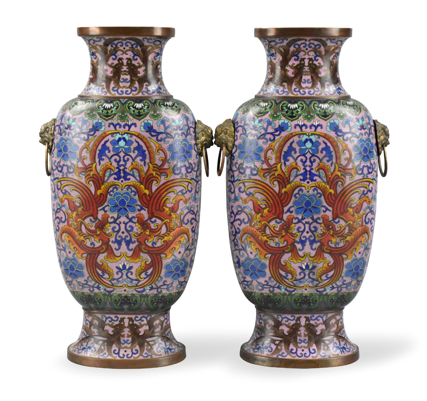 PAIR CHINESE CANTON ENAMEL VASE 33a10a